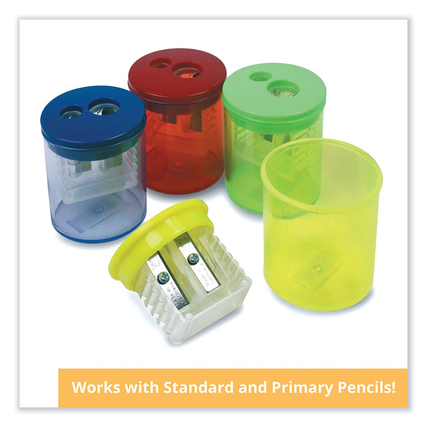 eisen-pencil-sharpener-two-hole-15-x-175-randomly-assorted-barrel-and-lid-colors_tpgesn51301 - 2