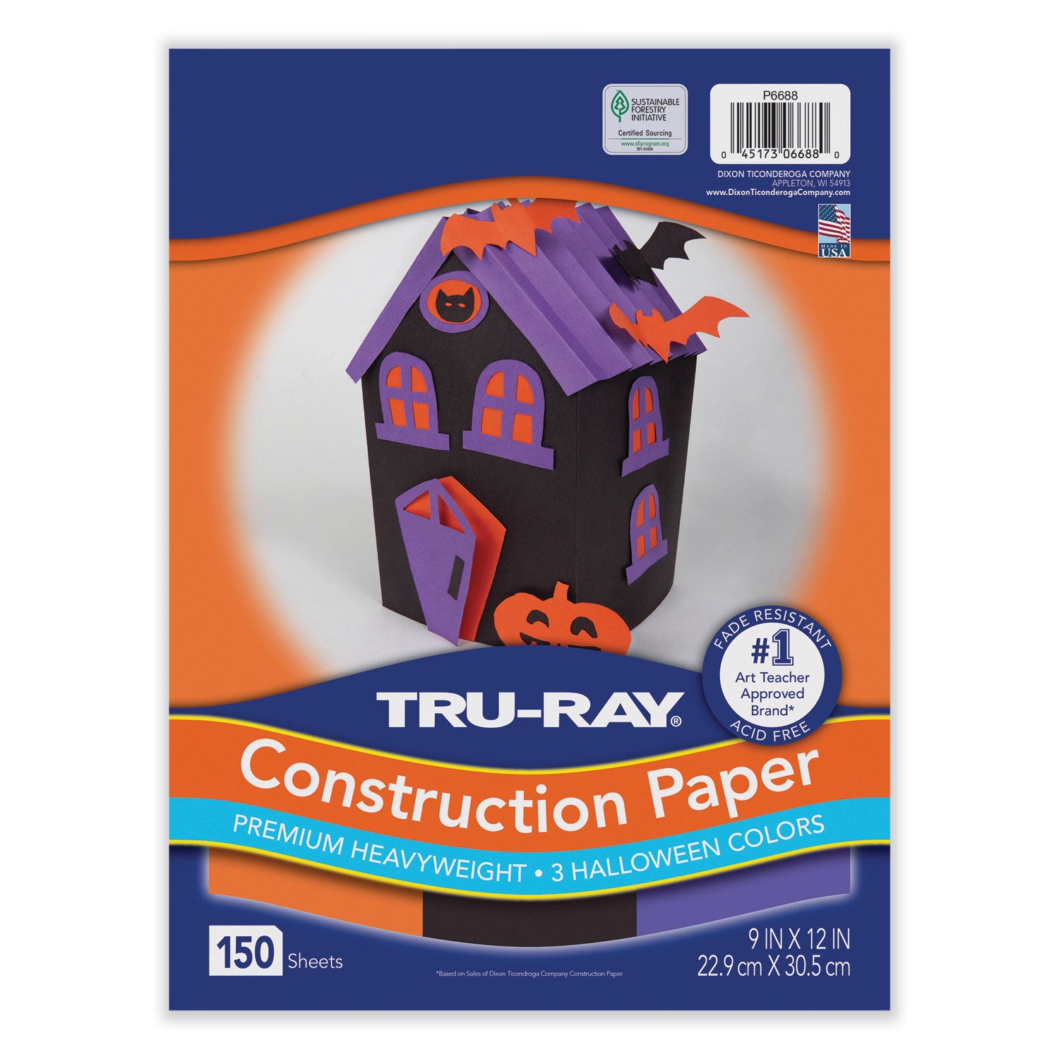 tru-ray-construction-paper-70-lb-text-weight-9-x-12-assorted-halloween-colors-150-pack_pacp6688 - 1