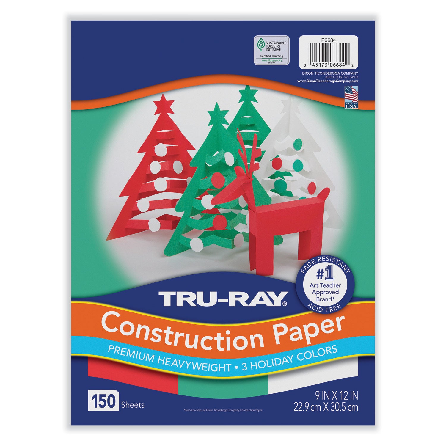 tru-ray-construction-paper-70-lb-text-weight-9-x-12-assorted-holiday-colors-150-pack_pacp6684 - 1