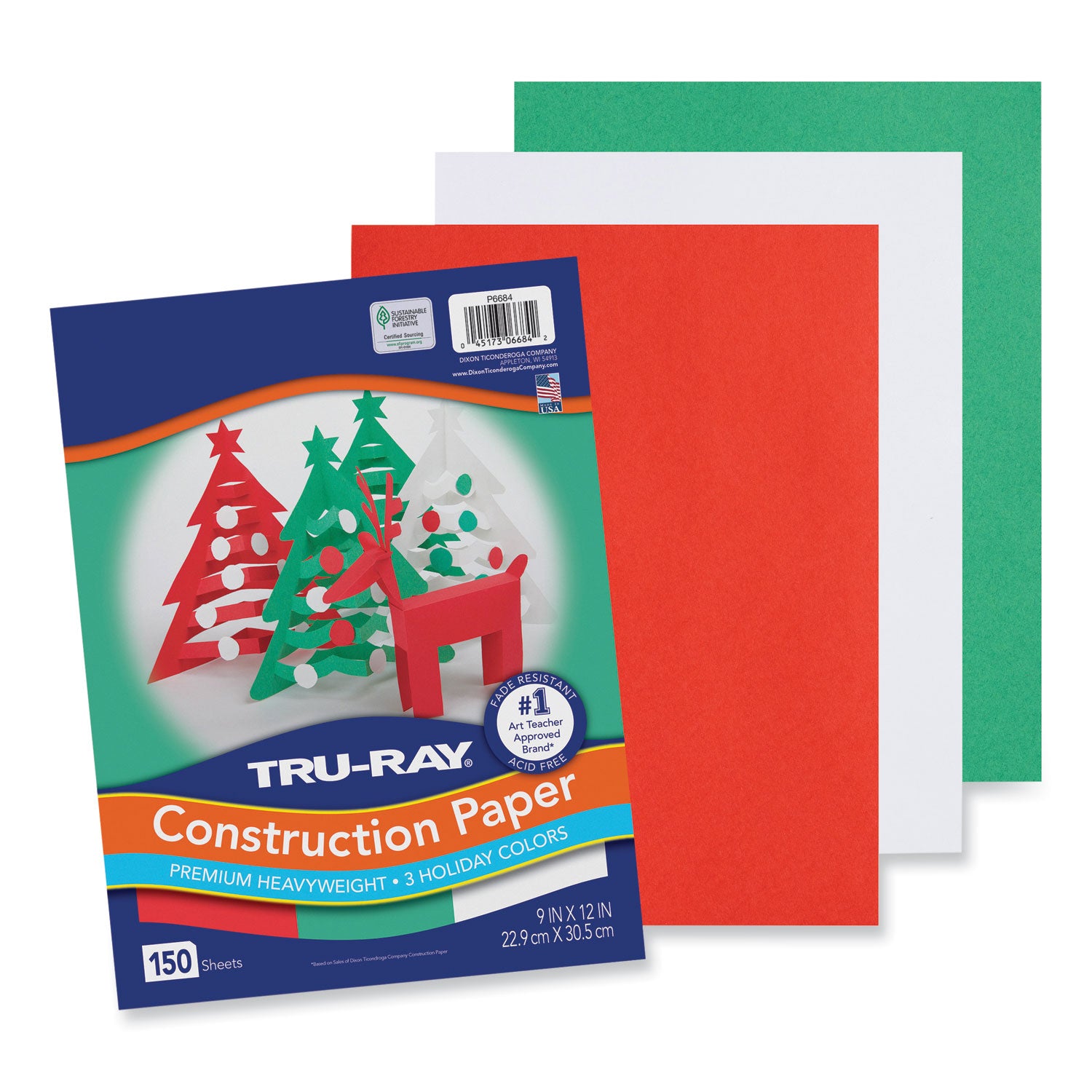 tru-ray-construction-paper-70-lb-text-weight-9-x-12-assorted-holiday-colors-150-pack_pacp6684 - 2
