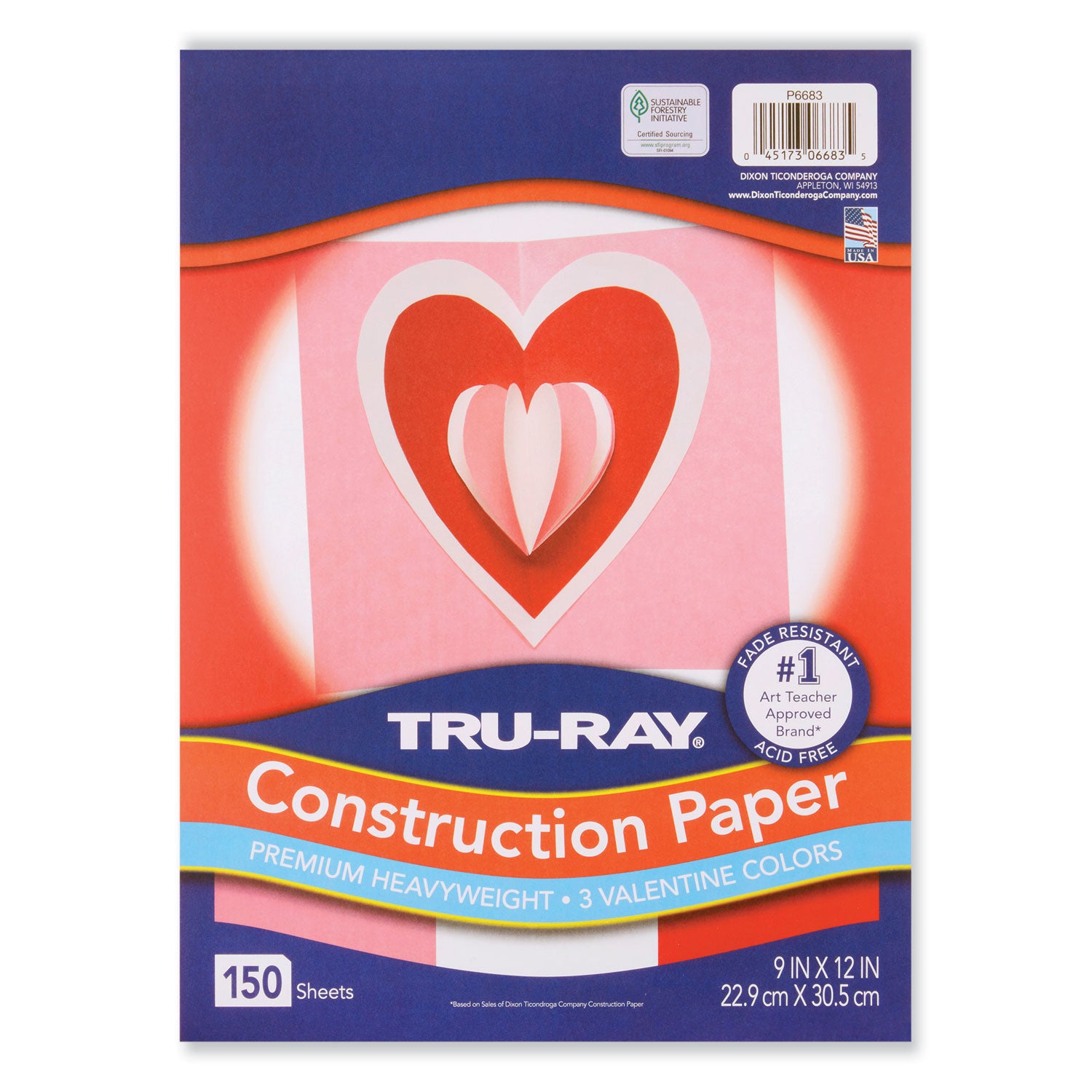 tru-ray-construction-paper-70-lb-text-weight-9-x-12-assorted-valentine-colors-150-pack_pacp6683 - 1