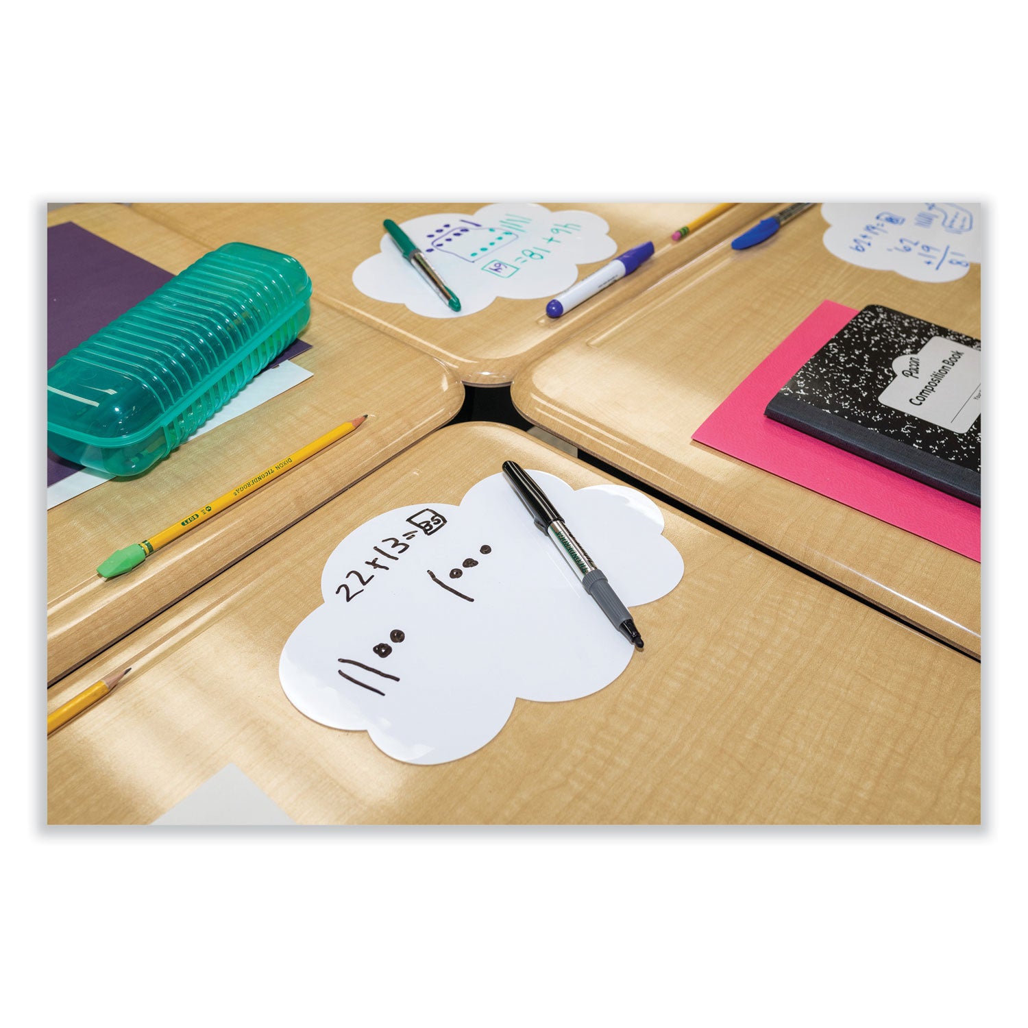 Self Stick Dry Erase Clouds, 7 x 10, White Surface, 10/Pack