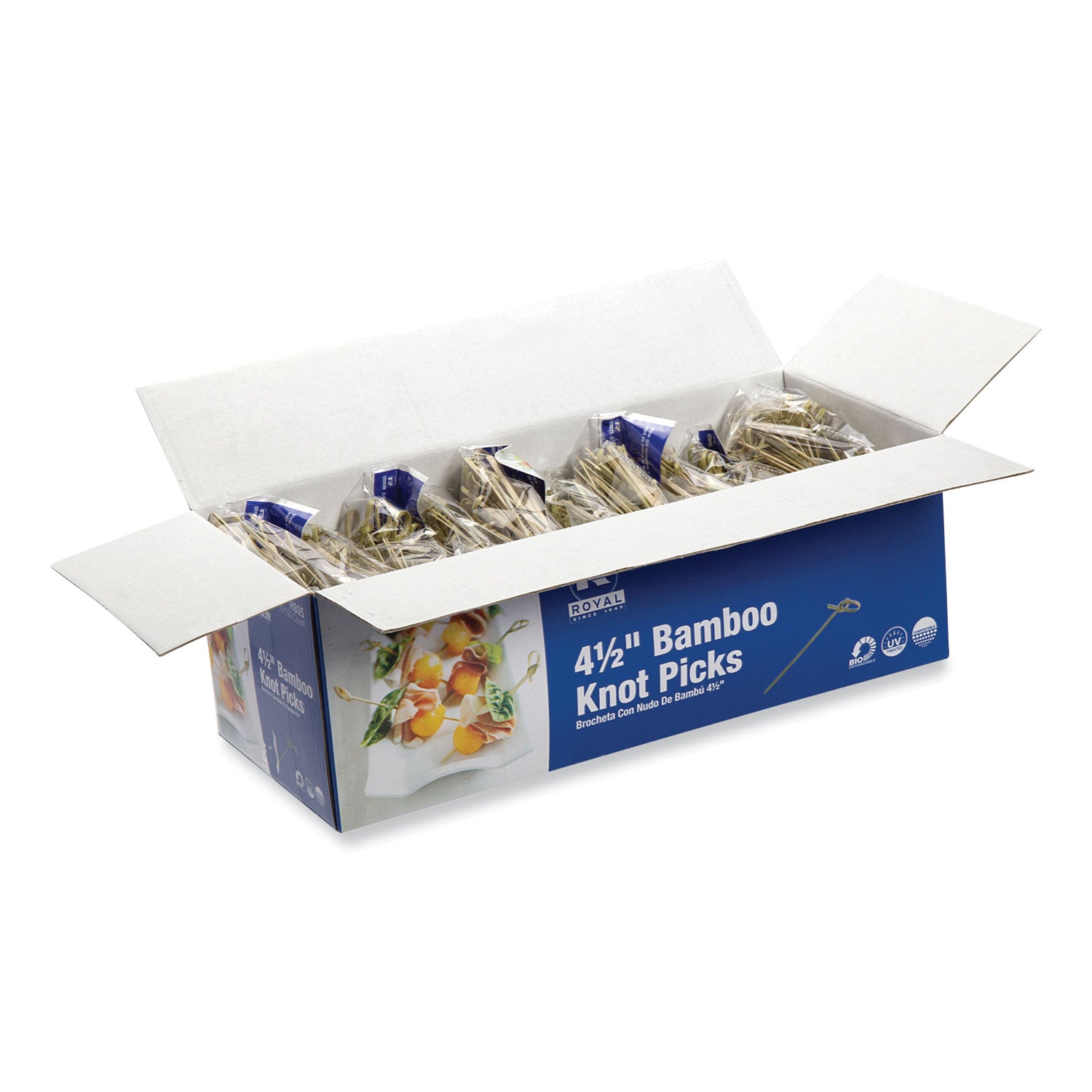 Knotted Bamboo Pick, Natural, 4.5", 100 Pack, 10 Packs/Carton