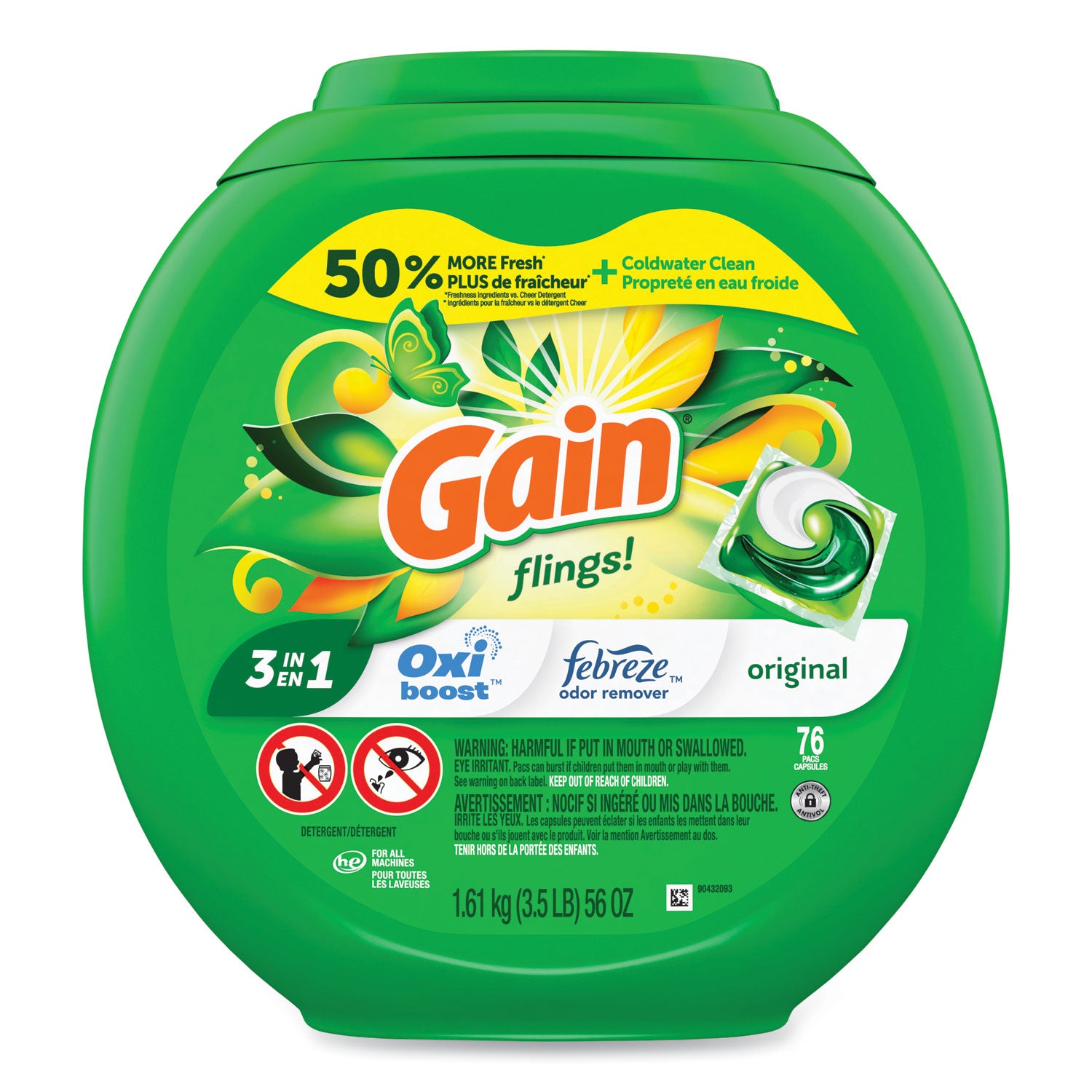 flings-detergent-pods-original-76-pods-tub-4-tubs-carton_pgc09207ct - 2