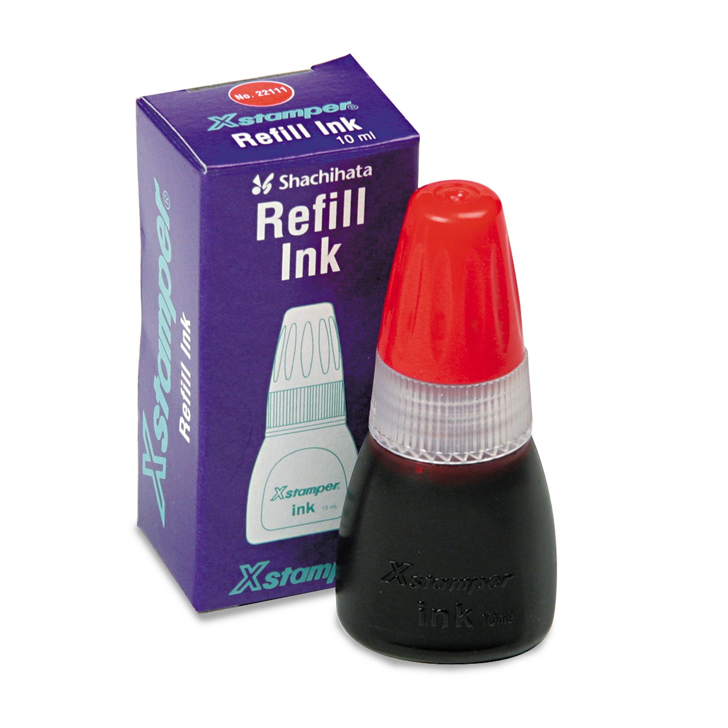Refill Ink for Xstamper Stamps, 10 mL Bottle, Red - 