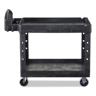 BRUTE Heavy-Duty Utility Cart with Lipped Shelves, Plastic, 2 Shelves, 750 lb Capacity, 26" x 55" x 33.25", Black