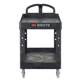 BRUTE Heavy-Duty Utility Cart with Lipped Shelves, Plastic, 2 Shelves, 750 lb Capacity, 26" x 55" x 33.25", Black