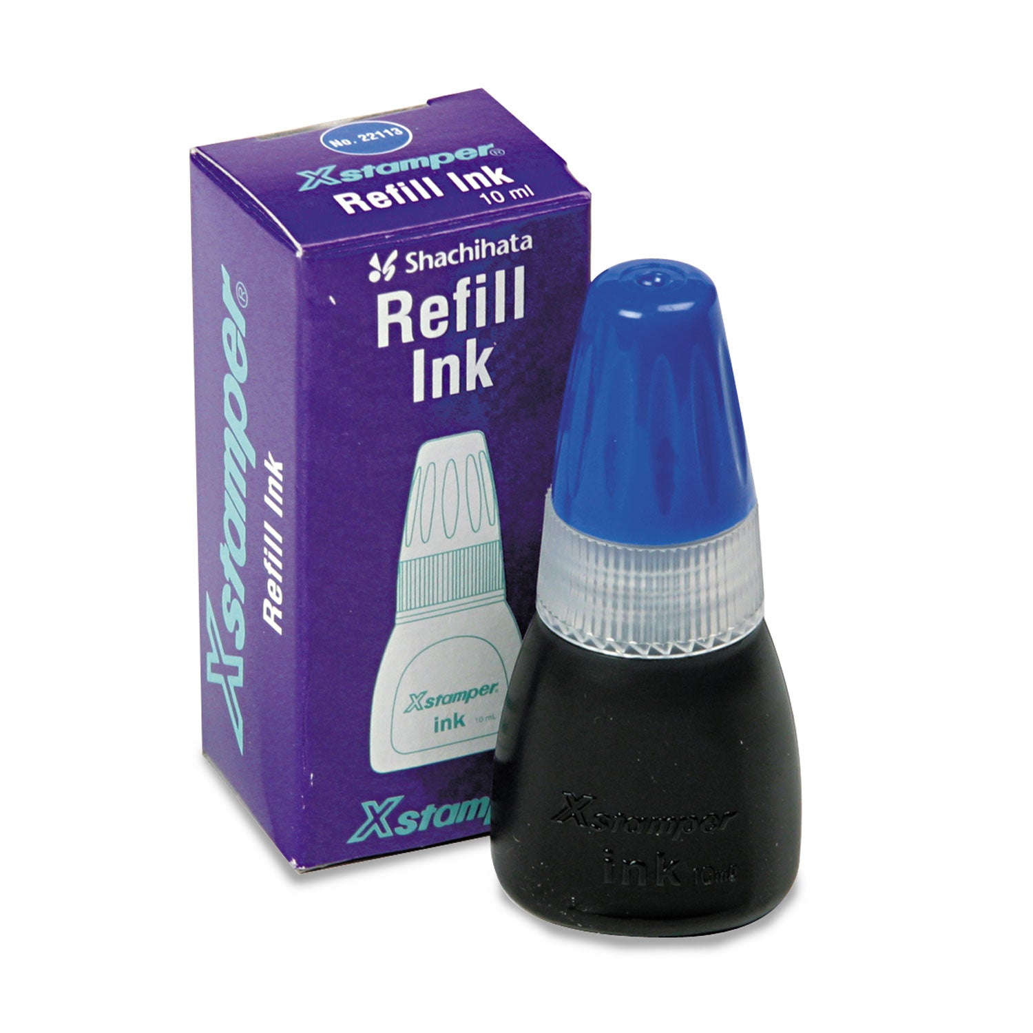 Refill Ink for Xstamper Stamps, 10 mL Bottle, Blue - 