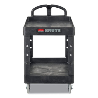 BRUTE Heavy-Duty Utility Cart with Lipped Shelves, Plastic, 2 Shelves, 500 lb Capacity, 17.13" x 38.5" x 38.88", Black