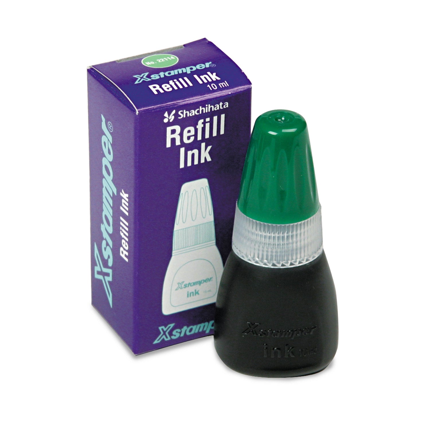 Refill Ink for Xstamper Stamps, 10 mL Bottle, Green - 
