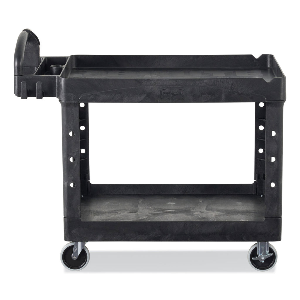BRUTE Heavy-Duty Utility Cart with Lipped Shelves, Plastic, 2 Shelves, 500 lb Capacity, 25.9" x 45.2" x 32.2", Black