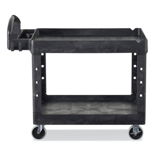 BRUTE Heavy-Duty Utility Cart with Lipped Shelves, Plastic, 2 Shelves, 500 lb Capacity, 25.9" x 45.2" x 32.2", Black