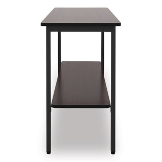 OfficeWorks One-Shelf Utility Table, Rectangular, 47.25" x 17.7" x 29.5", Walnut Top, Black Base/Legs