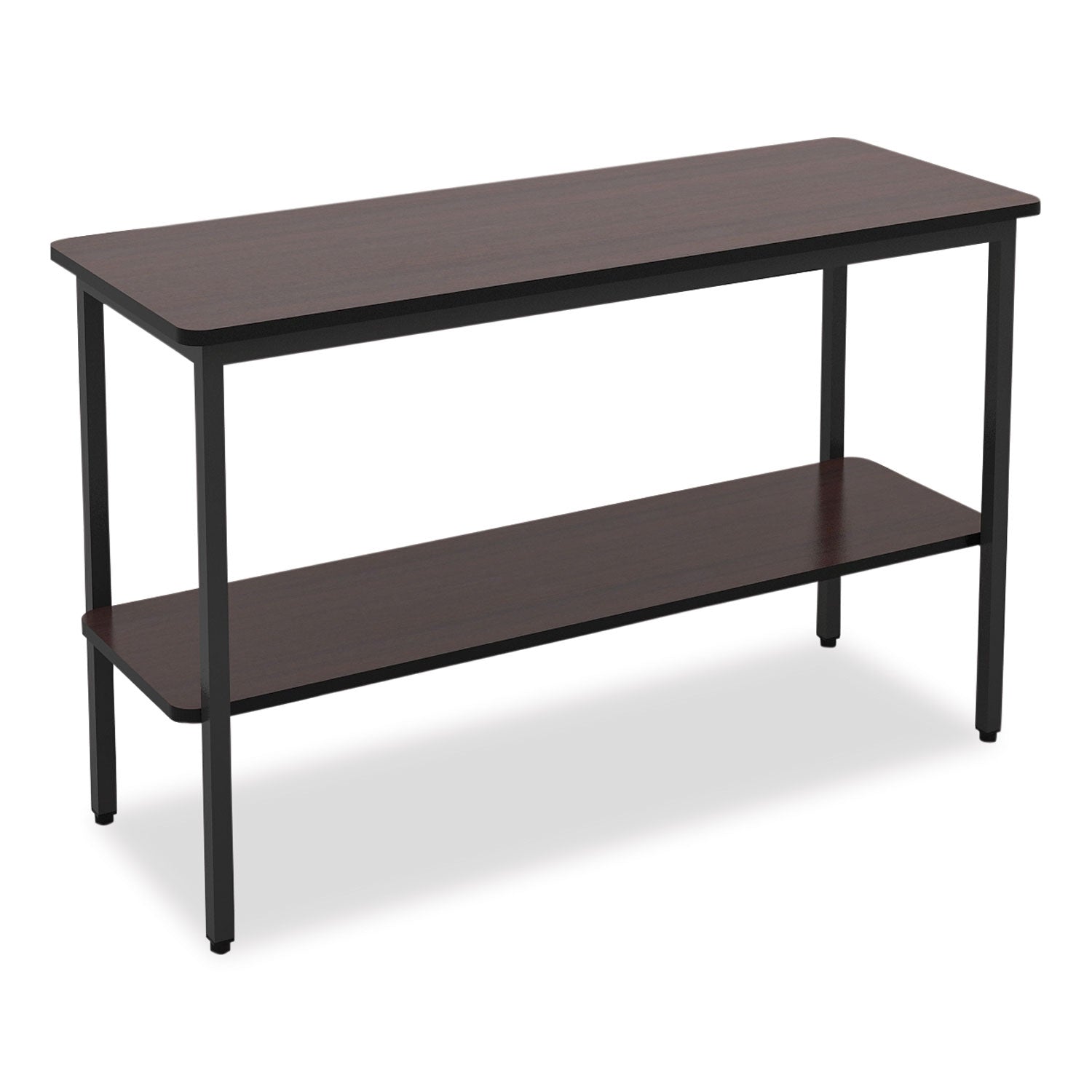 officeworks-one-shelf-utility-table-rectangular-4725-x-177-x-295-walnut-top-black-base-legs_ice69124 - 1