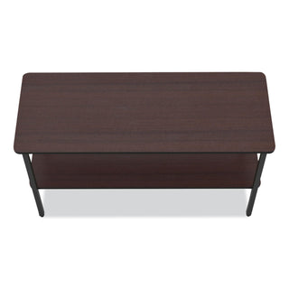 OfficeWorks One-Shelf Utility Table, Rectangular, 47.25" x 17.7" x 29.5", Walnut Top, Black Base/Legs