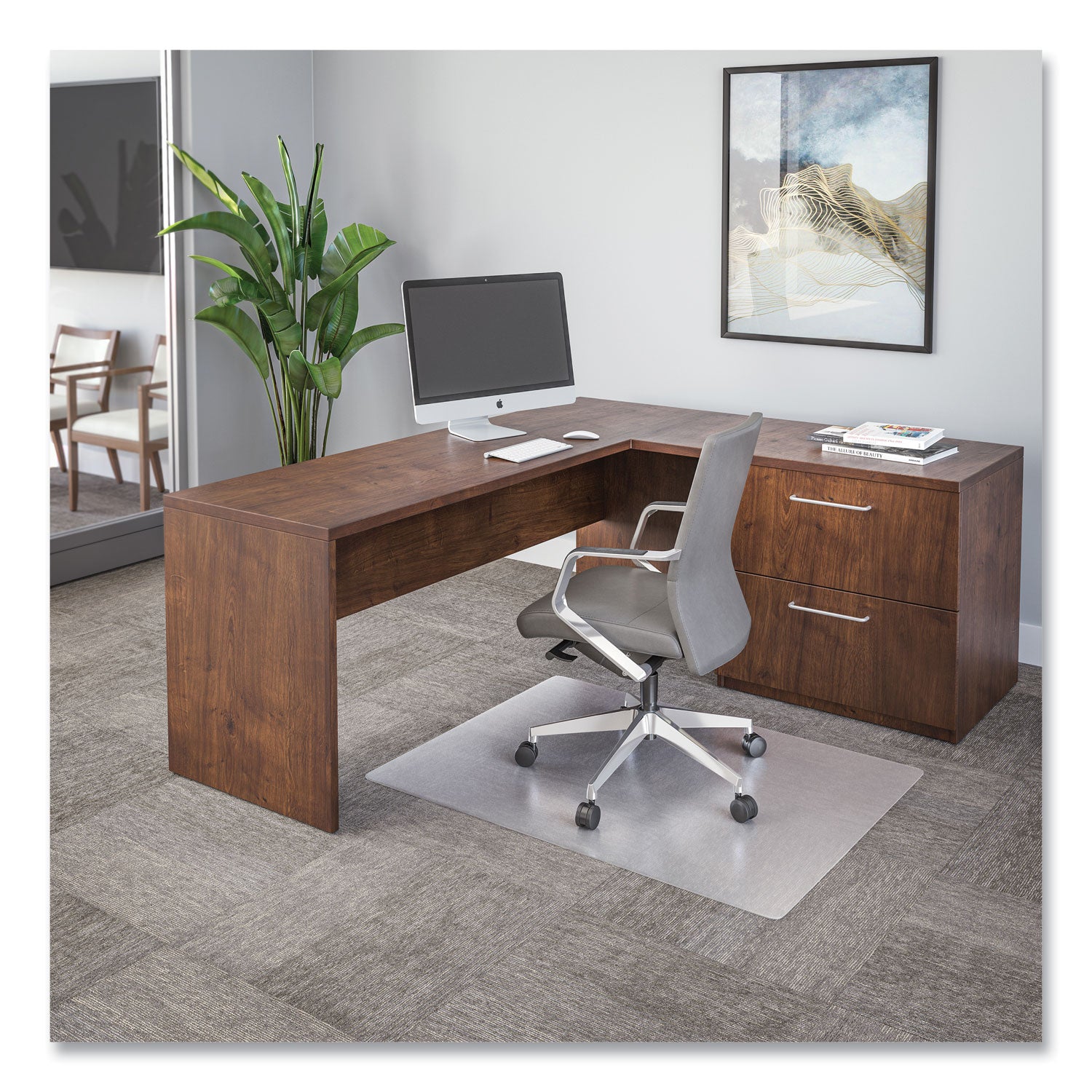 SuperGrip Chair Mat, Rectangular, 48 x 36, Clear, Ships Rolled