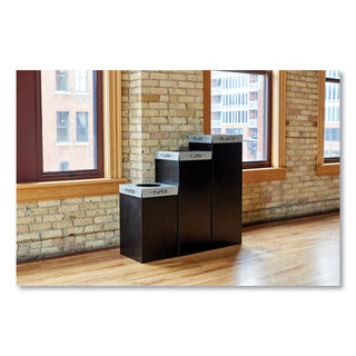 Public Square Recycling Receptacles, Can Recycling, 37 gal, Steel, Black - 