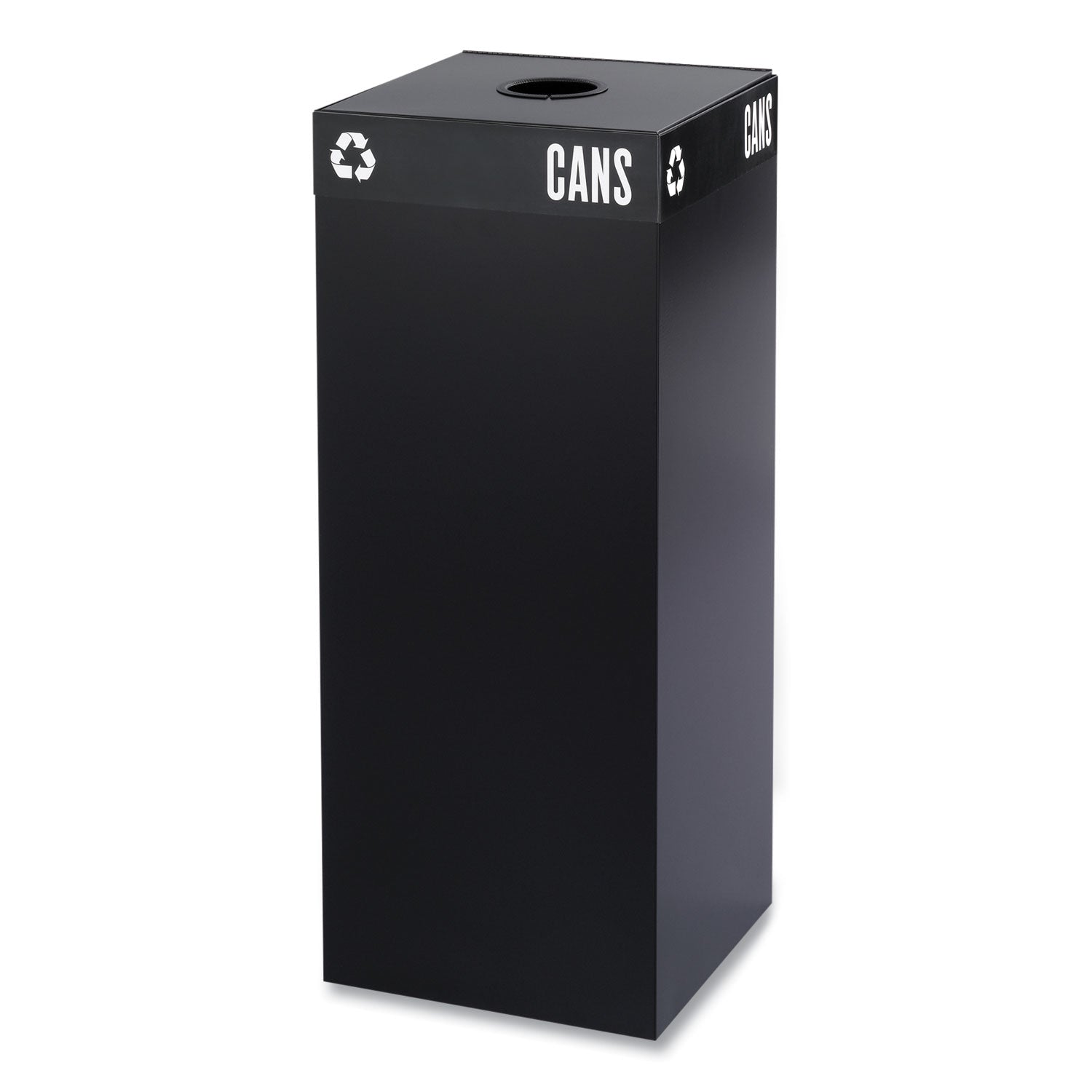 Public Square Recycling Receptacles, Can Recycling, 37 gal, Steel, Black - 