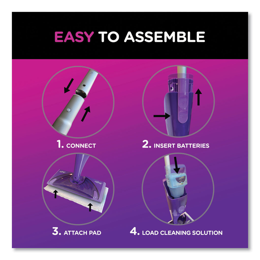 WetJet Mop Starter Kit with 10 Pads and 1 Cleaner, 11.3 x 5.4 Head, Silver Handle