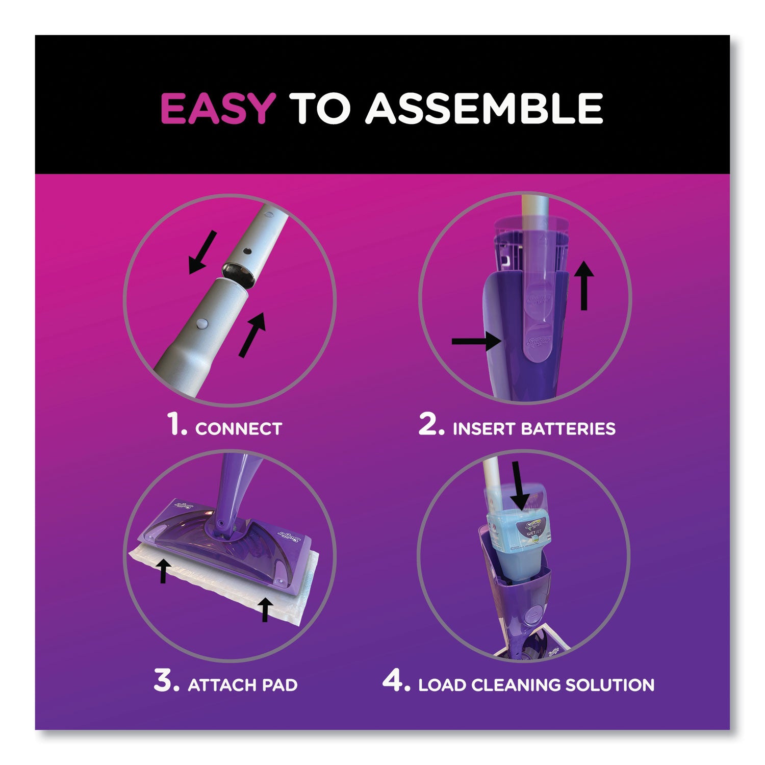 WetJet Mop Starter Kit with 10 Pads and 1 Cleaner, 11.3 x 5.4 Head, Silver Handle