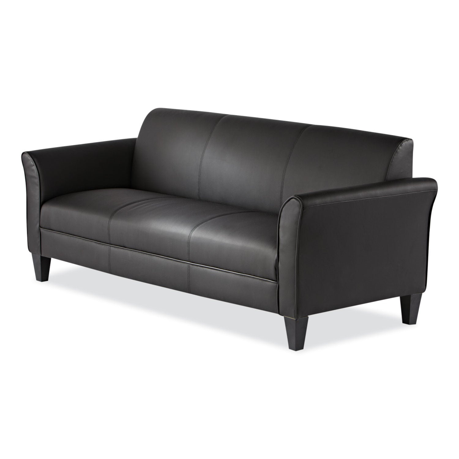 Alera Reception Lounge Furniture, 3-Cushion Sofa, 77w x 31.5d x 32h, Black - 