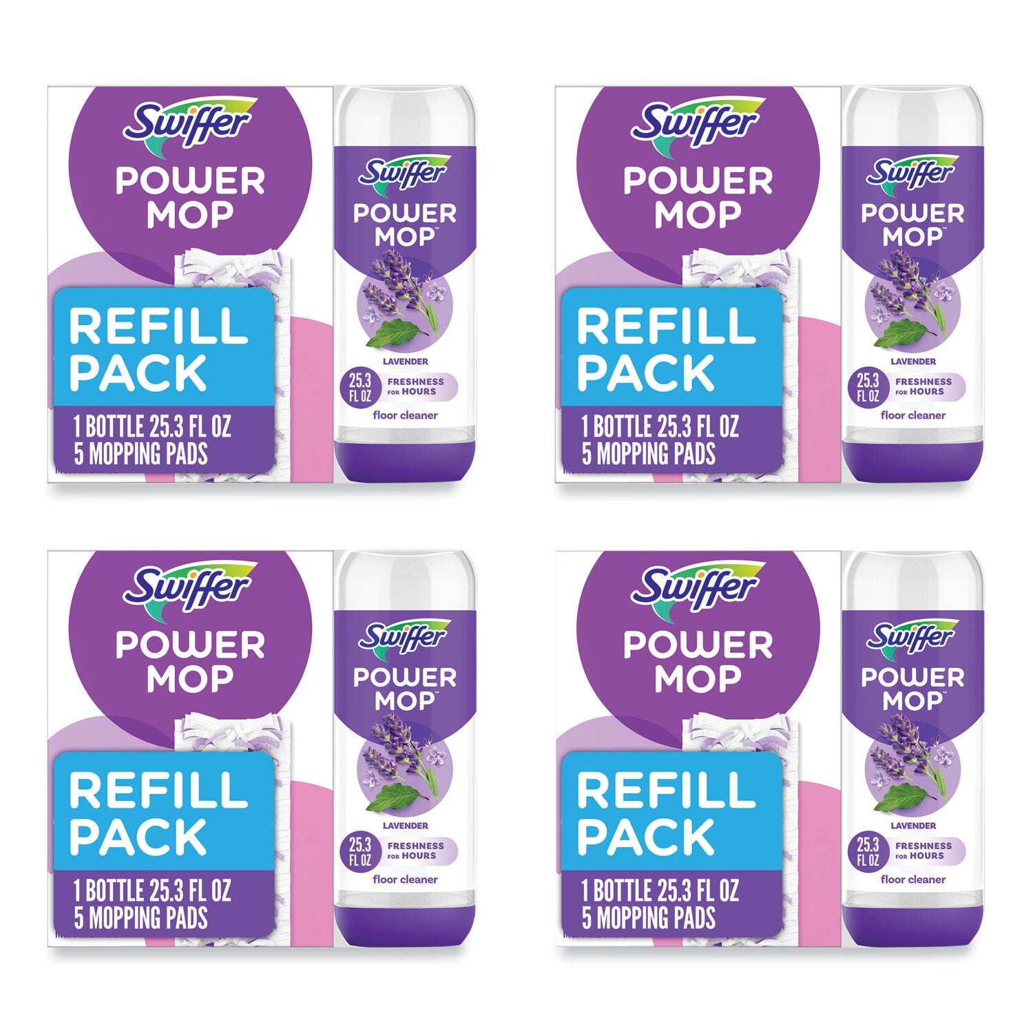 powermop-cleaning-solution-and-pads-refill-pack-lavender-253-oz-bottle-and-5-pads-per-pack-4-packs-carton_pgc09117 - 1