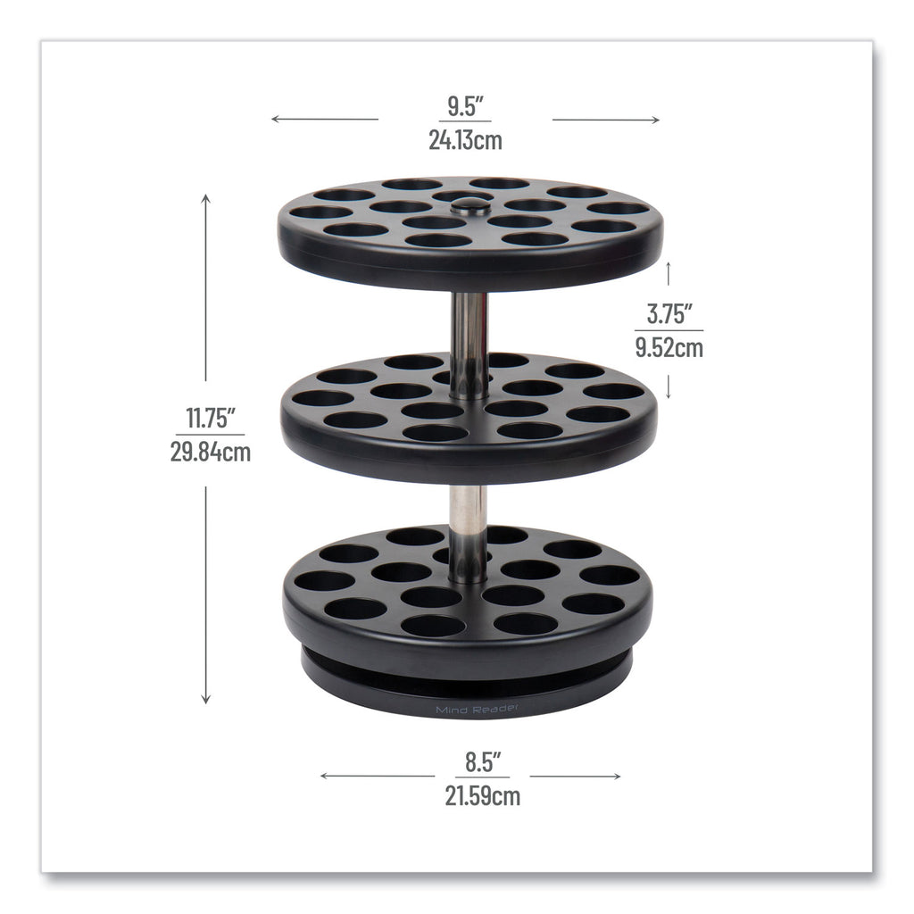 Anchor Collection 3-Tier Single Serve Pod Carousel Countertop Organizer, 9.5 x 9.5 x 11.75, Black