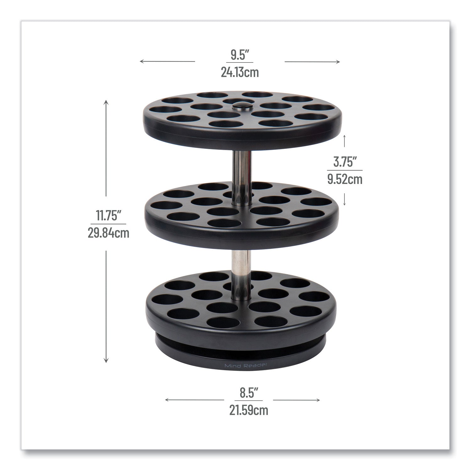 Anchor Collection 3-Tier Single Serve Pod Carousel Countertop Organizer, 9.5 x 9.5 x 11.75, Black