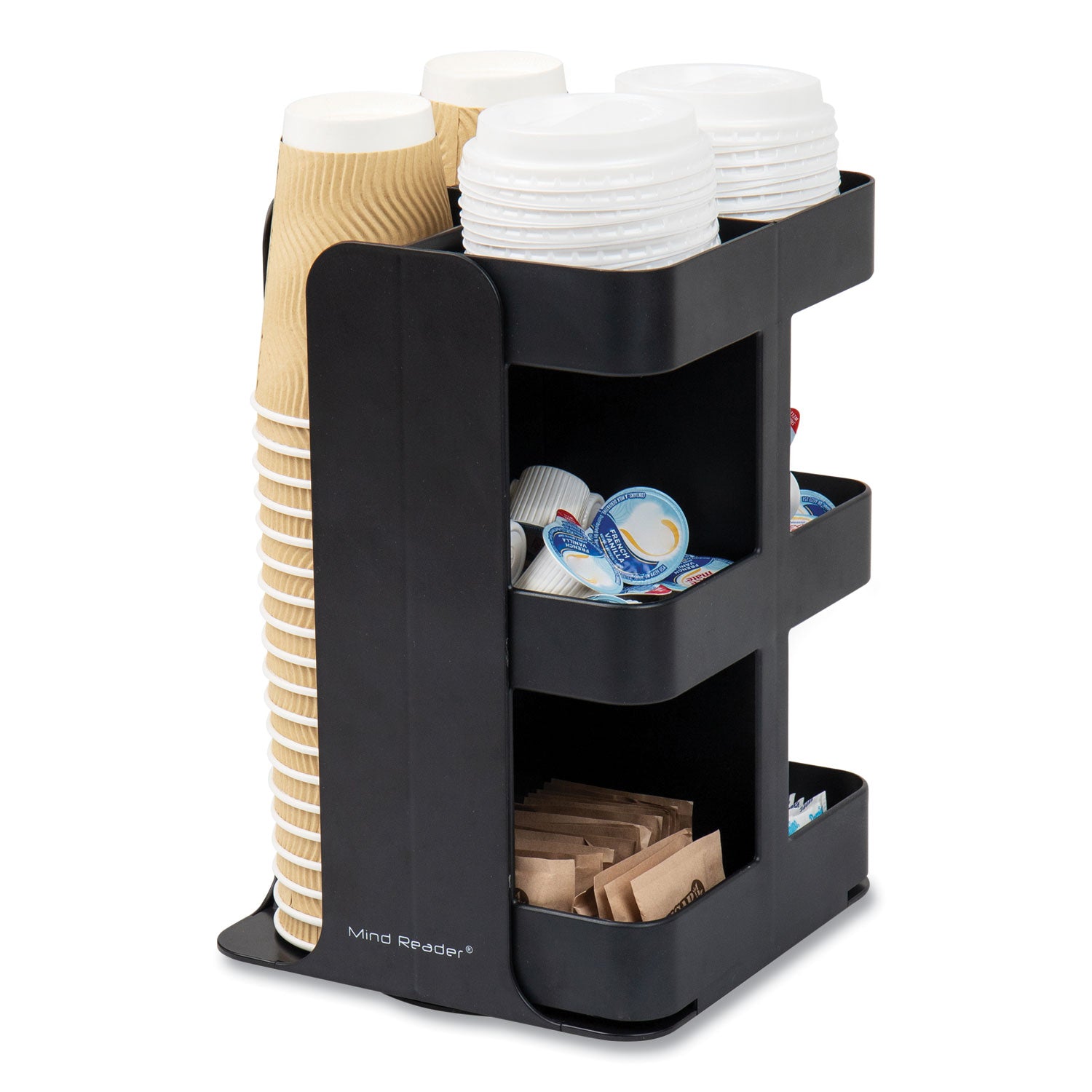 anchor-collection-8-compartment-coffee-cup-lid-and-condiment-carousel-countertop-organizer-8-x-8-x-12-black_emscupospinblk - 2