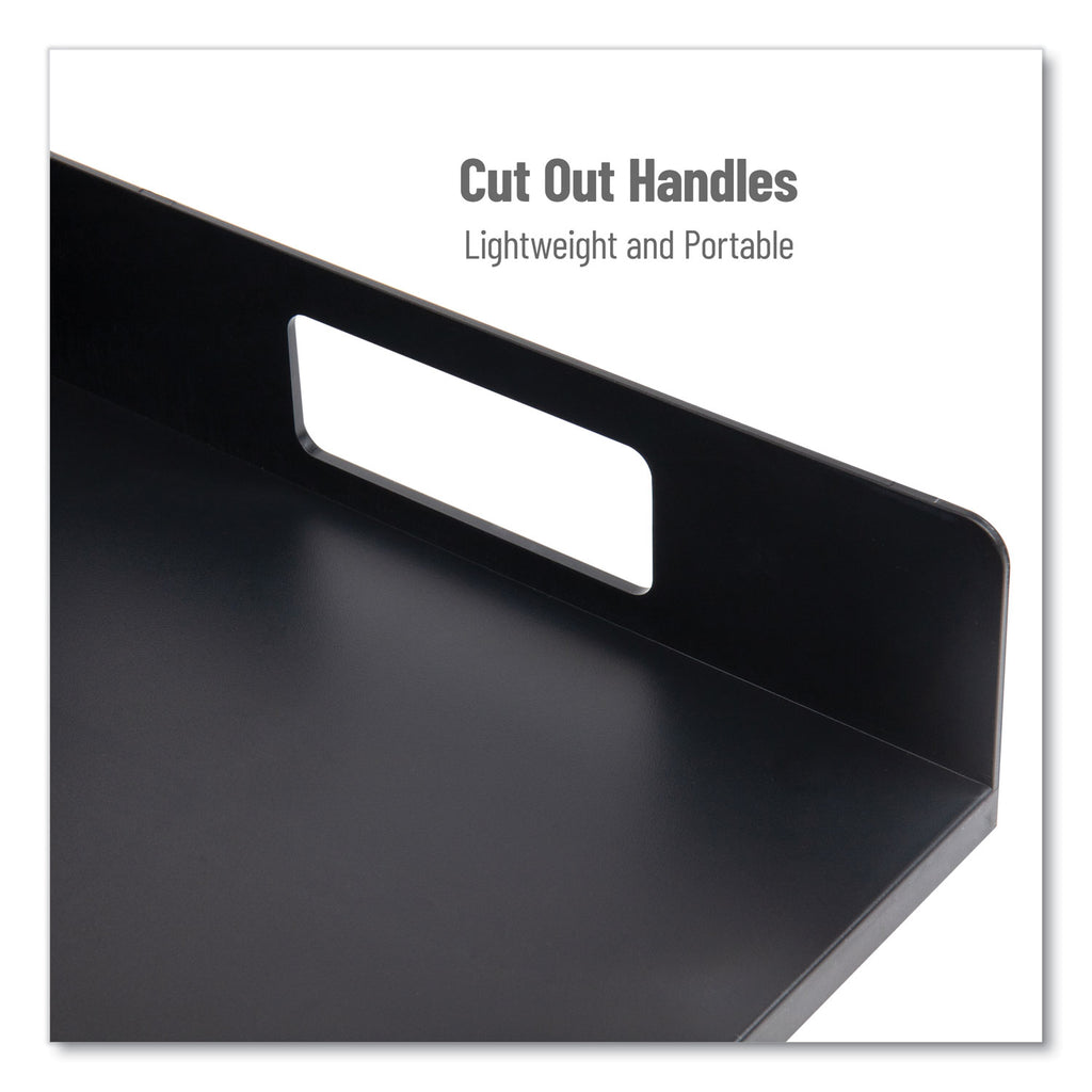 Network Collection Utensil, Napkin and Plate Countertop Organizer, 15.2 x 11.5 x 4.45, Plastic, Black
