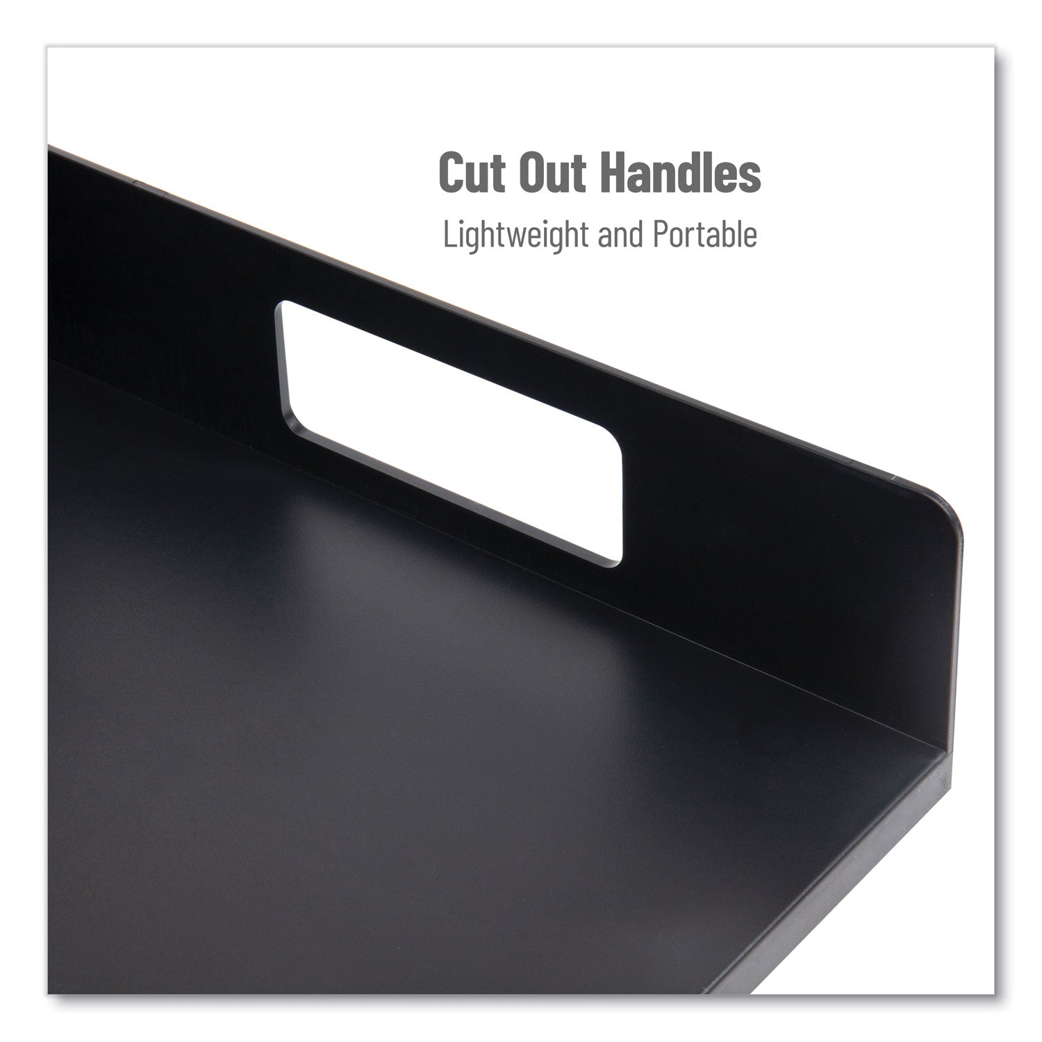 Network Collection Utensil, Napkin and Plate Countertop Organizer, 15.2 x 11.5 x 4.45, Plastic, Black