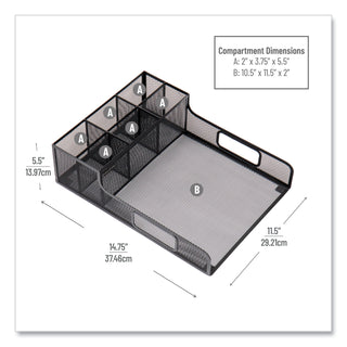 Network Collection Utensil, Napkin and Plate Countertop Organizer, 11.5 x 14.75 x 5.5, Metal, Black