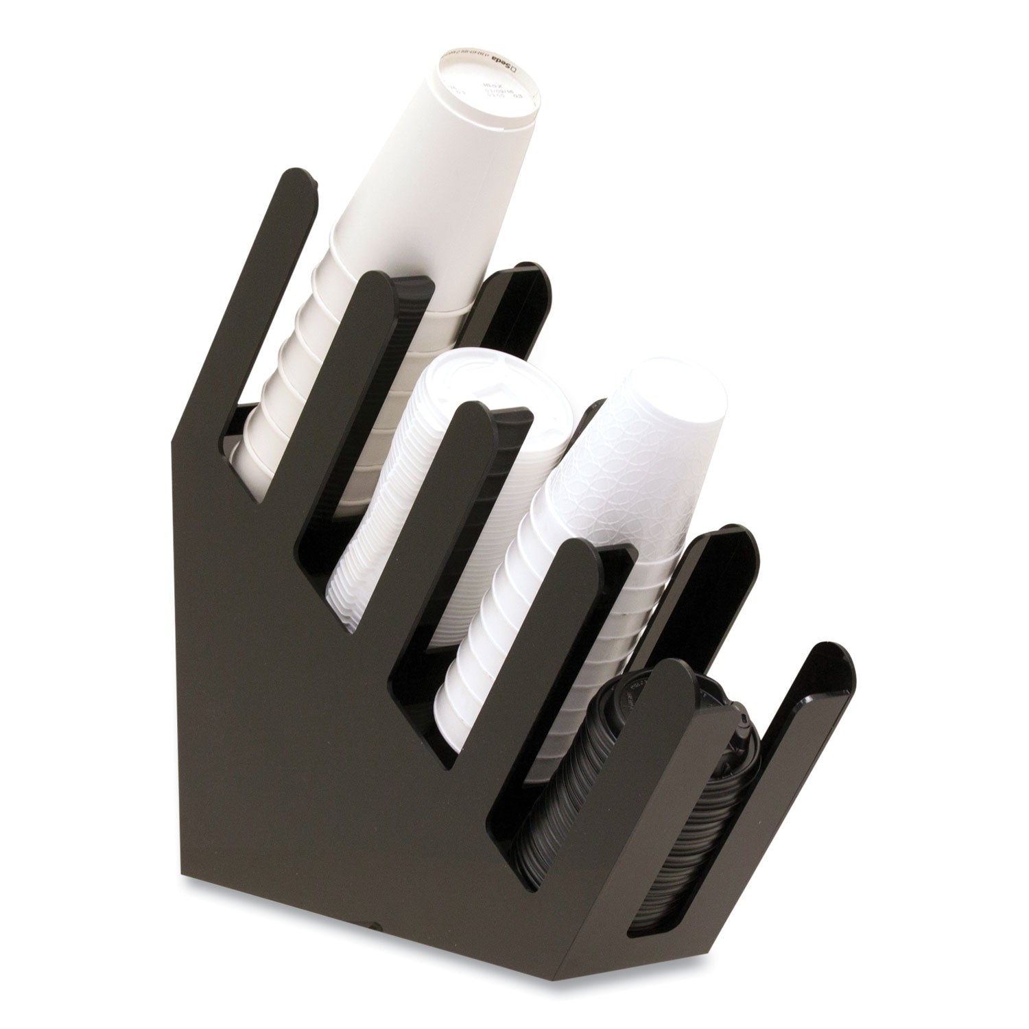 foundation-collection-4-compartment-graduated-countertop-coffee-cup-dispenser-4-x-18-x-16-black_ems4acupholdblk - 4