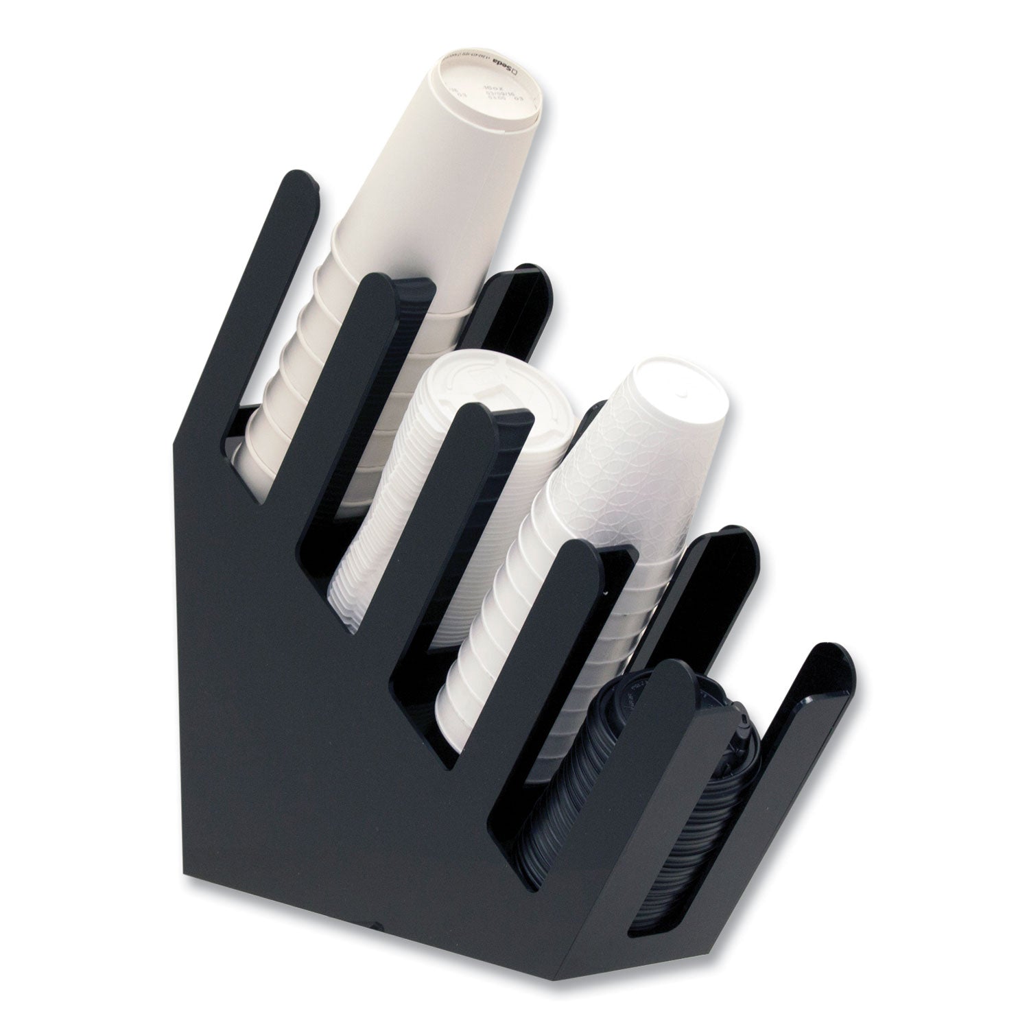 foundation-collection-4-compartment-graduated-countertop-coffee-cup-dispenser-4-x-18-x-16-black_ems4acupholdblk - 5