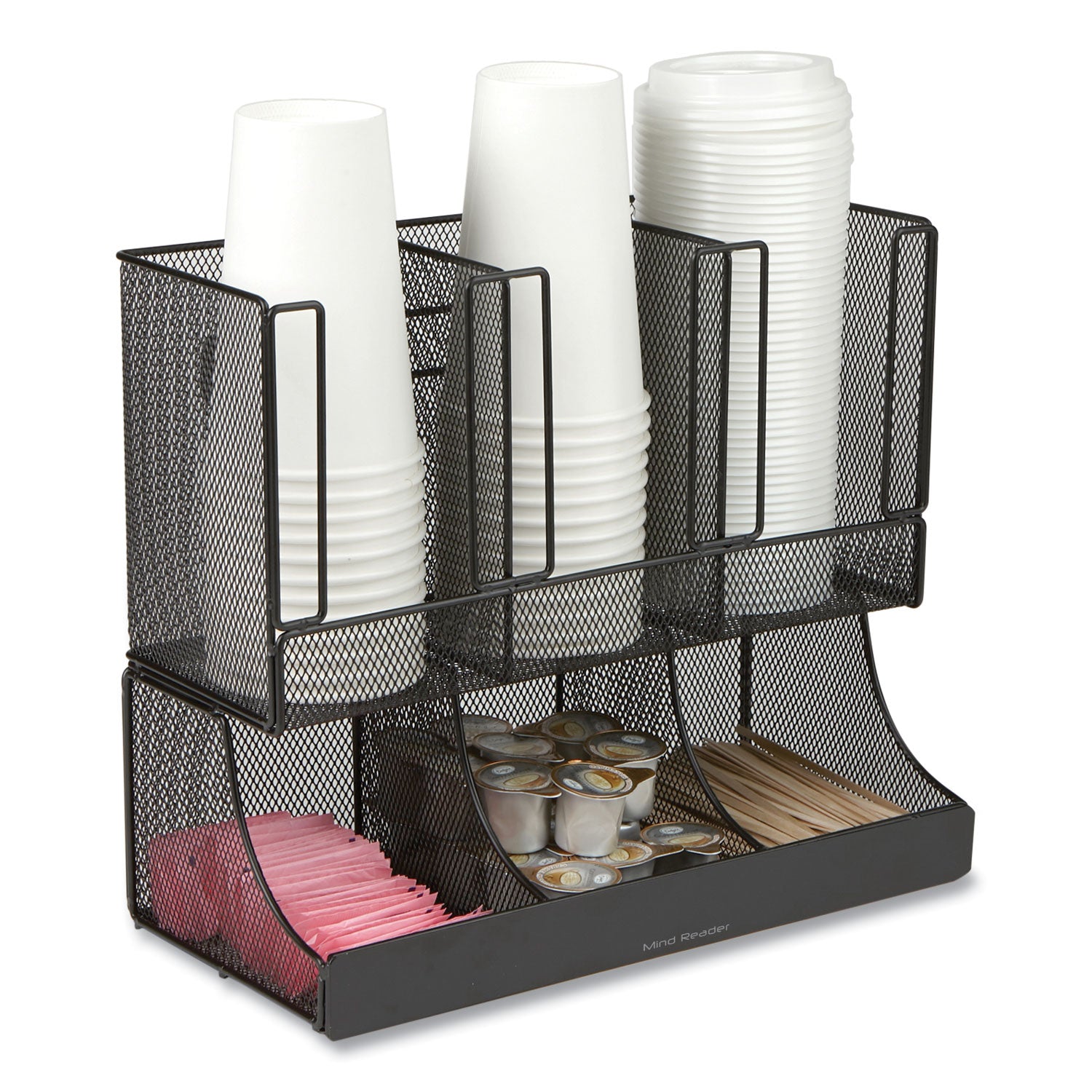 network-collection-2-tier-6-compartment-coffee-cup-and-condiment-countertop-organizer-5-x-13-x-115-black_emsupmeshblk - 5