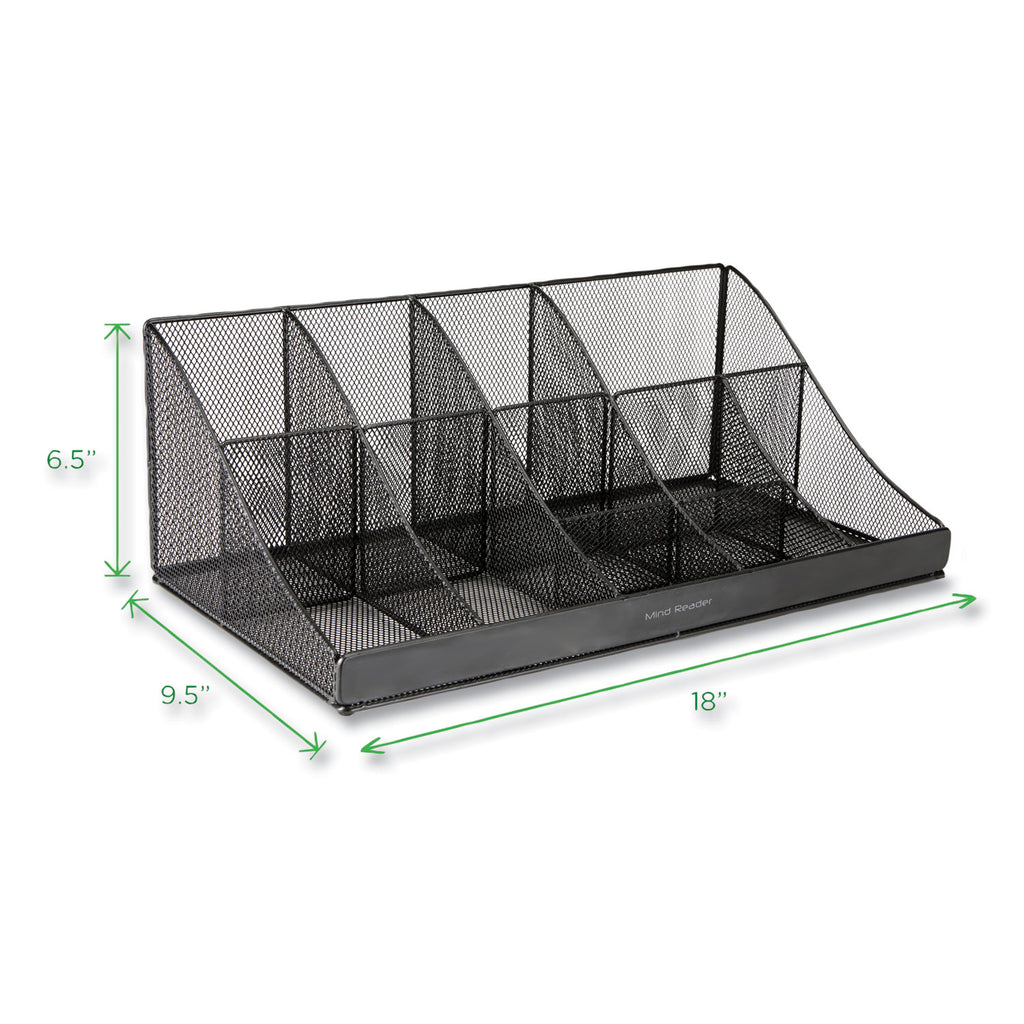 Network Collection 11-Compartment Coffee Cup and Condiment Countertop Organizer, 9.5 x 17.88 x 6.63, Black