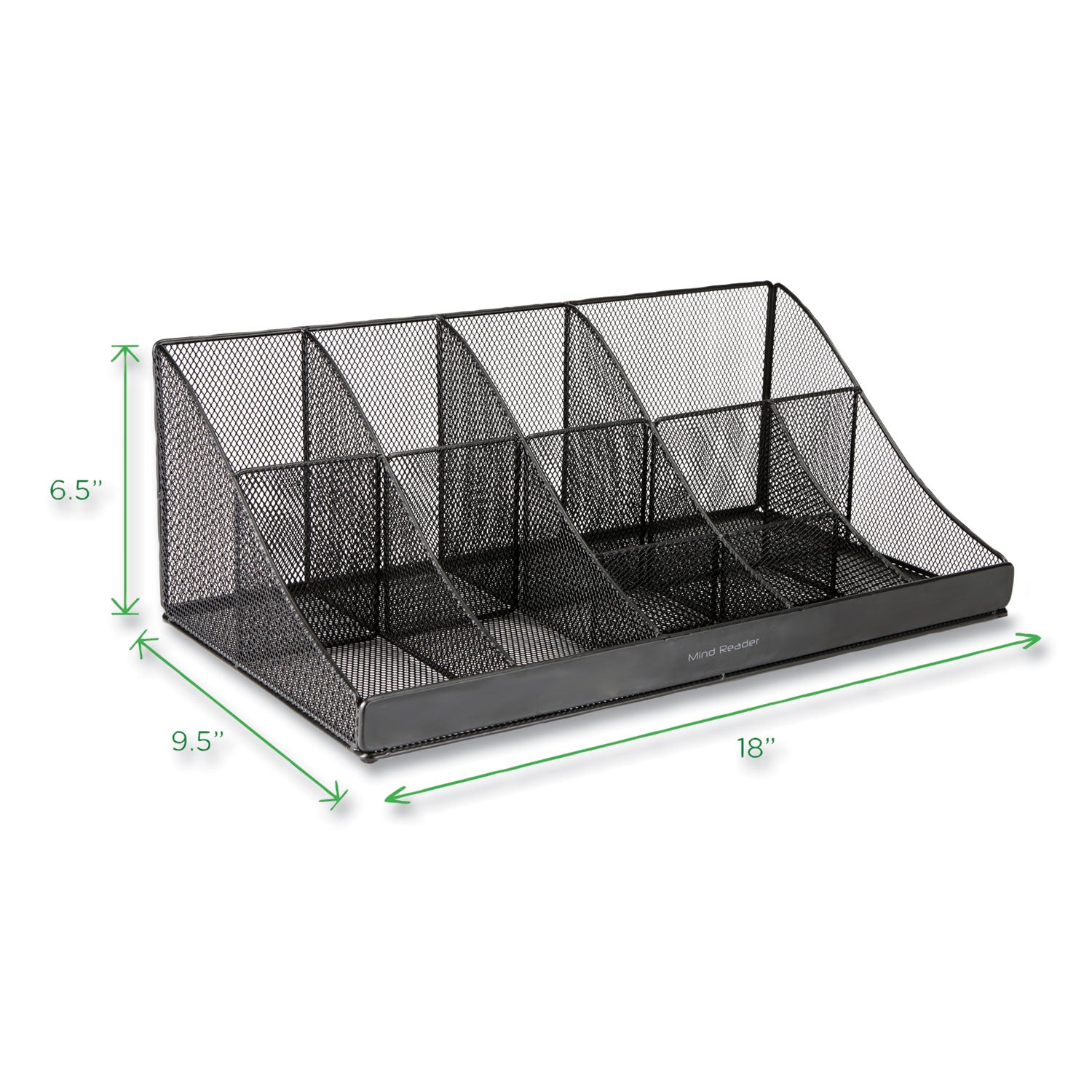 Network Collection 11-Compartment Coffee Cup and Condiment Countertop Organizer, 9.5 x 17.88 x 6.63, Black