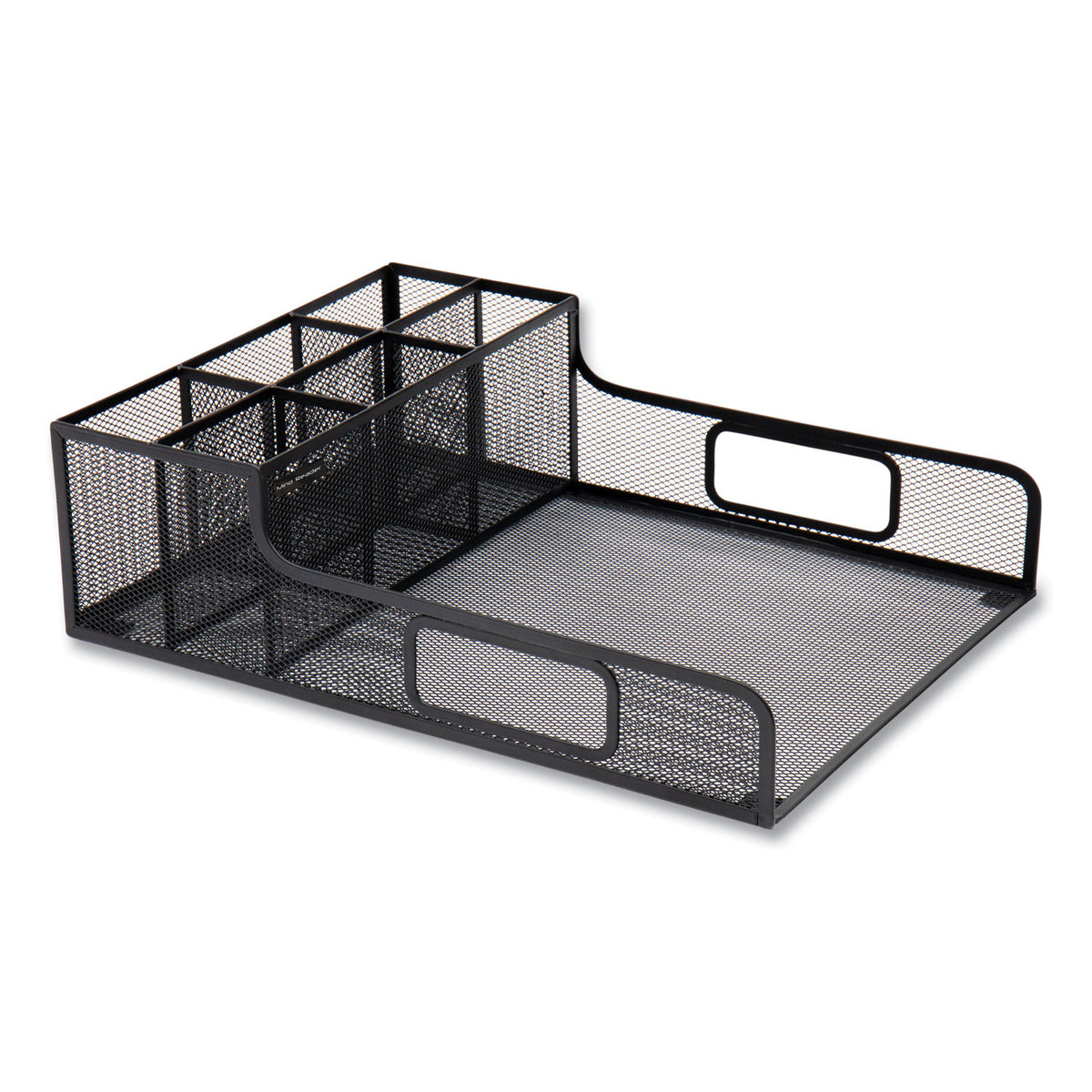 Network Collection Utensil, Napkin and Plate Countertop Organizer, 11.5 x 14.75 x 5.5, Metal, Black