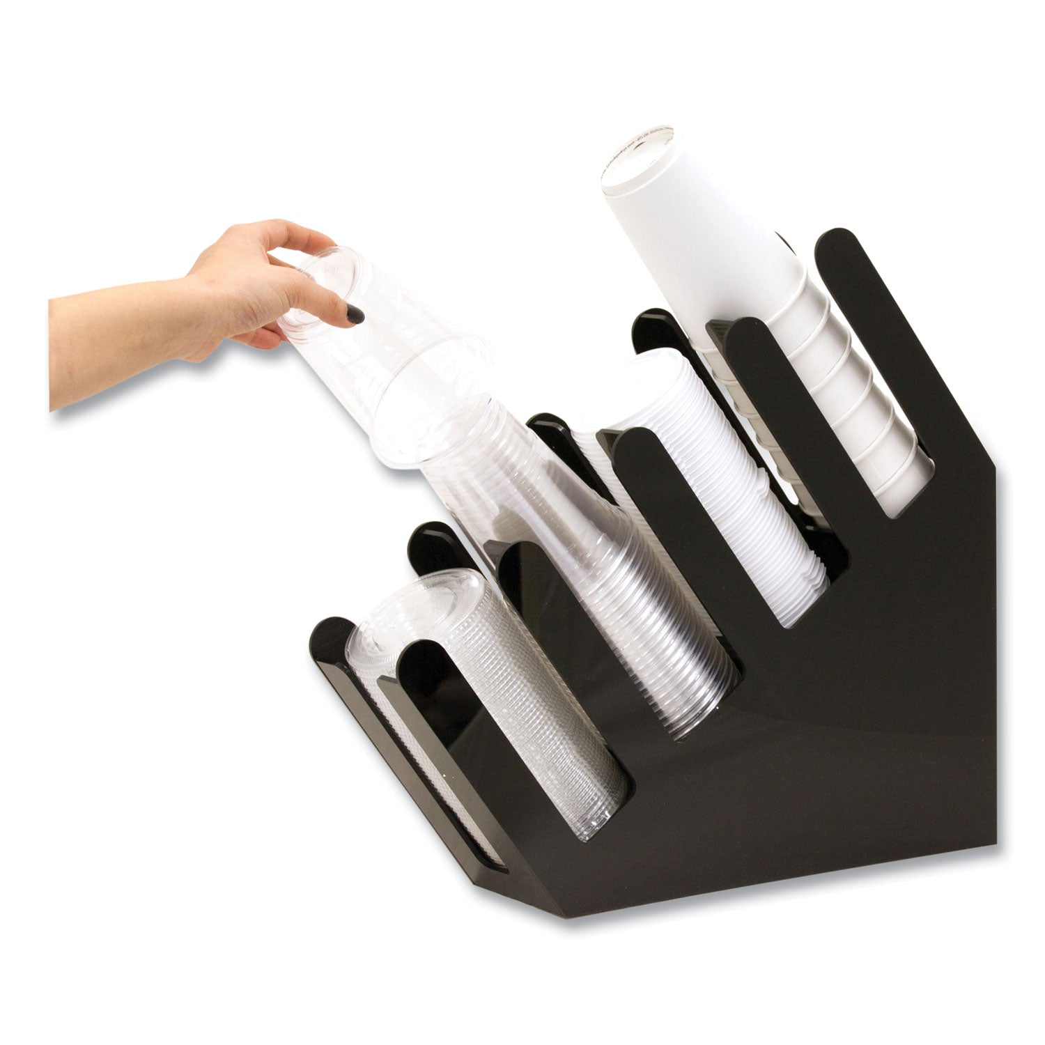 foundation-collection-4-compartment-graduated-countertop-coffee-cup-dispenser-4-x-18-x-16-black_ems4acupholdblk - 7