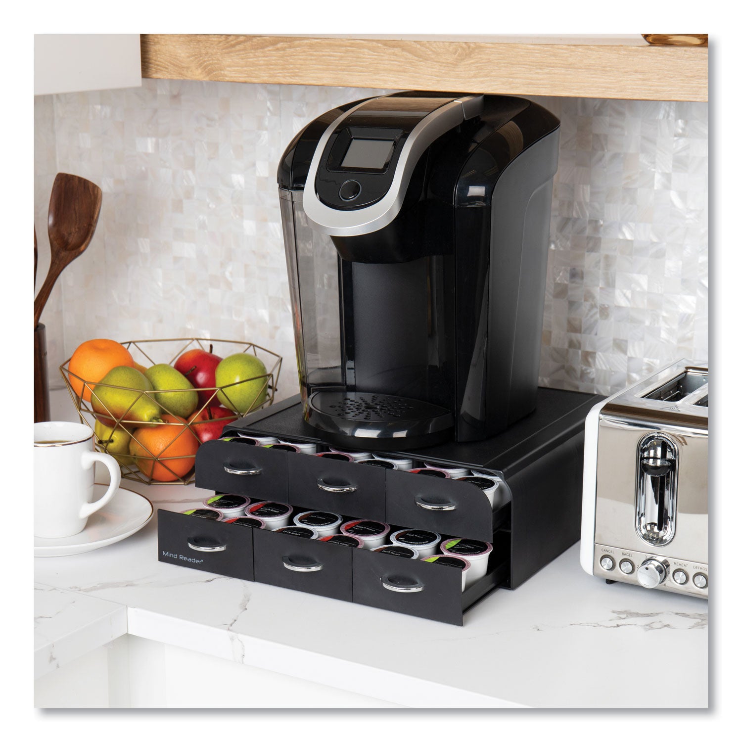 2-Tier 6-Drawer Single Serve Coffee Pod Drawer, 14 x 12.25 x 4.75, Black