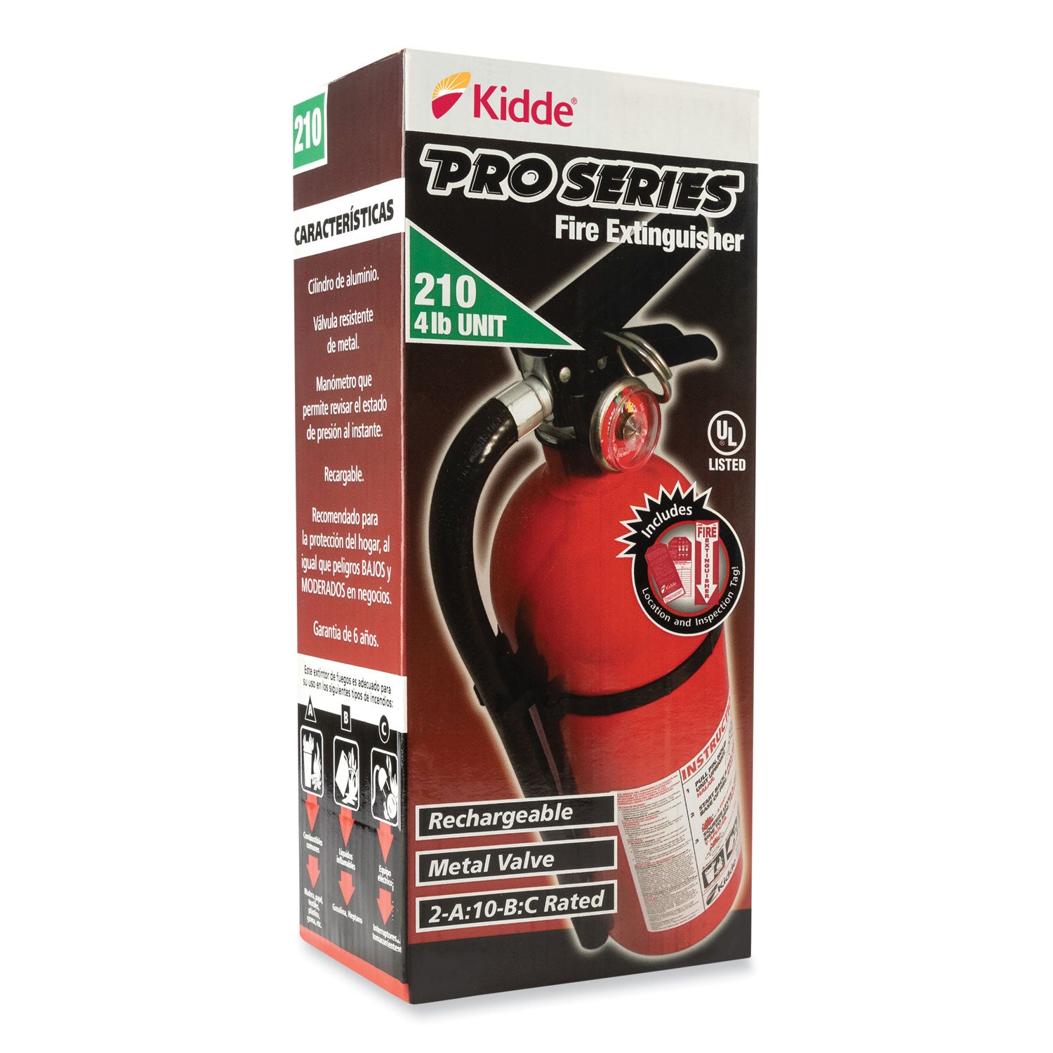 Pro 210 Fire Extinguisher, 2-A, 10-B:C, 4 lb - 