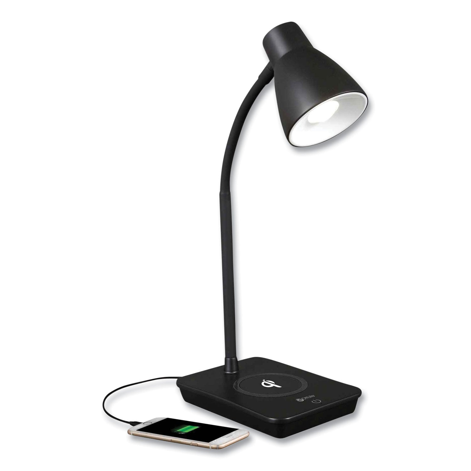 Wellness Series Infuse LED Desk Lamp with Wireless and USB Charging, 15.5" High, Black, Ships in 4-6 Business Days