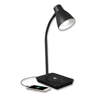 Wellness Series Infuse LED Desk Lamp with Wireless and USB Charging, 15.5" High, Black, Ships in 4-6 Business Days