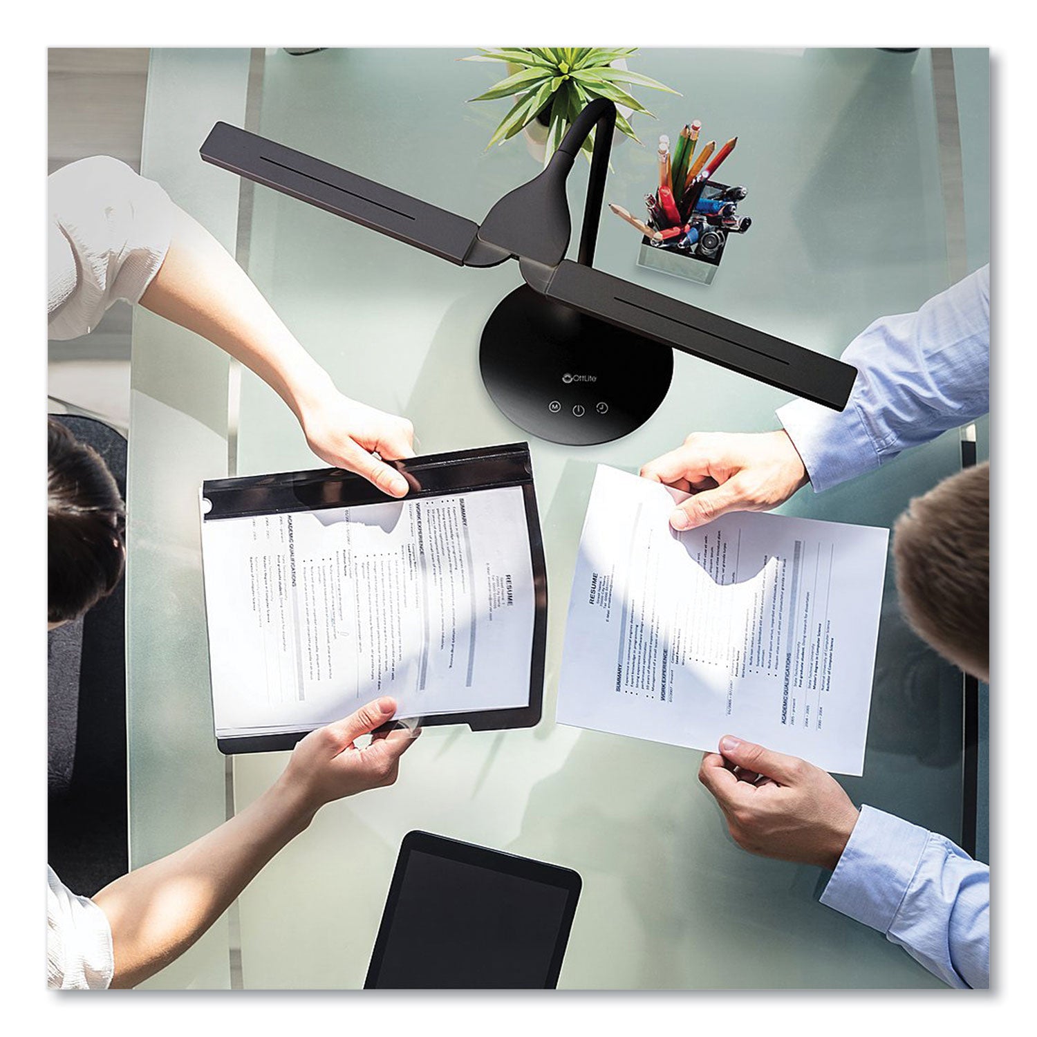 Wellness Series Pivot LED Desk Lamp with Dual Shades, 13.25" to 26" High, Black, Ships in 4-6 Business Days