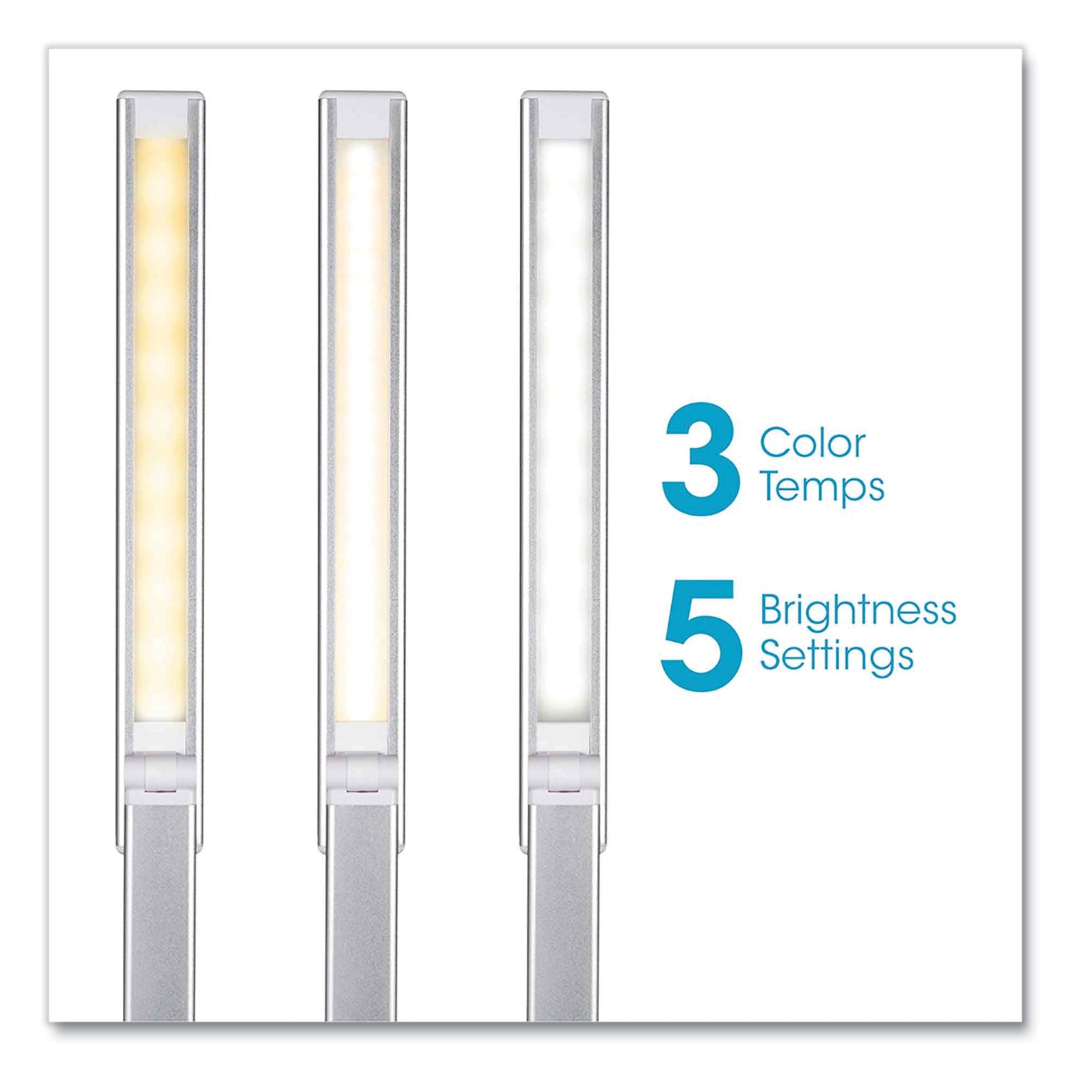 Wellness Series Entice LED Desk Lamp with Wireless Charging, Silver Arm, 11" to 22" High, White, Ships in 4-6 Business Days