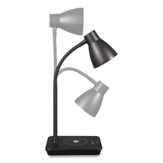 Wellness Series Infuse LED Desk Lamp with Wireless and USB Charging, 15.5" High, Black, Ships in 4-6 Business Days