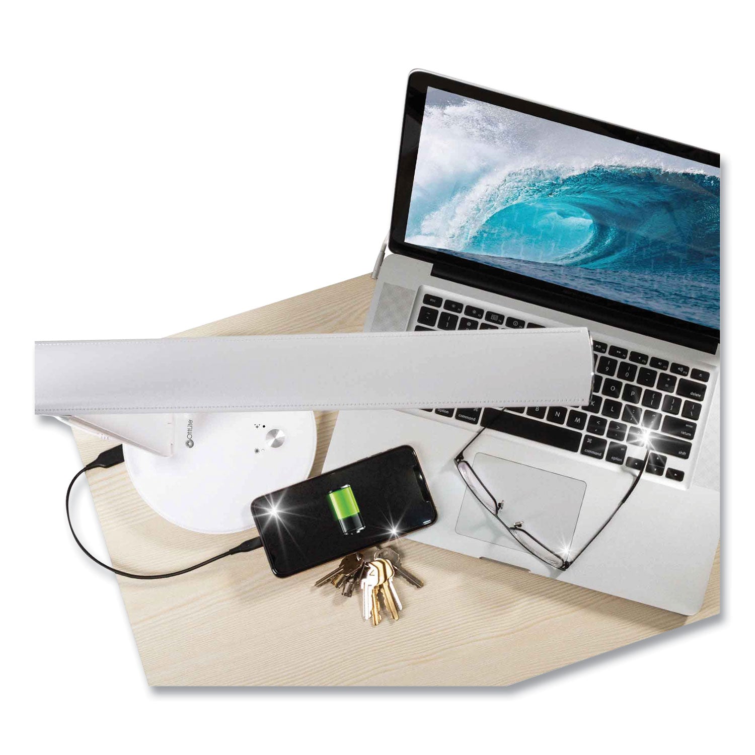 Wellness Series Sanitizing Emerge LED Desk Lamp, 23" High, White, Ships in 4-6 Business Days