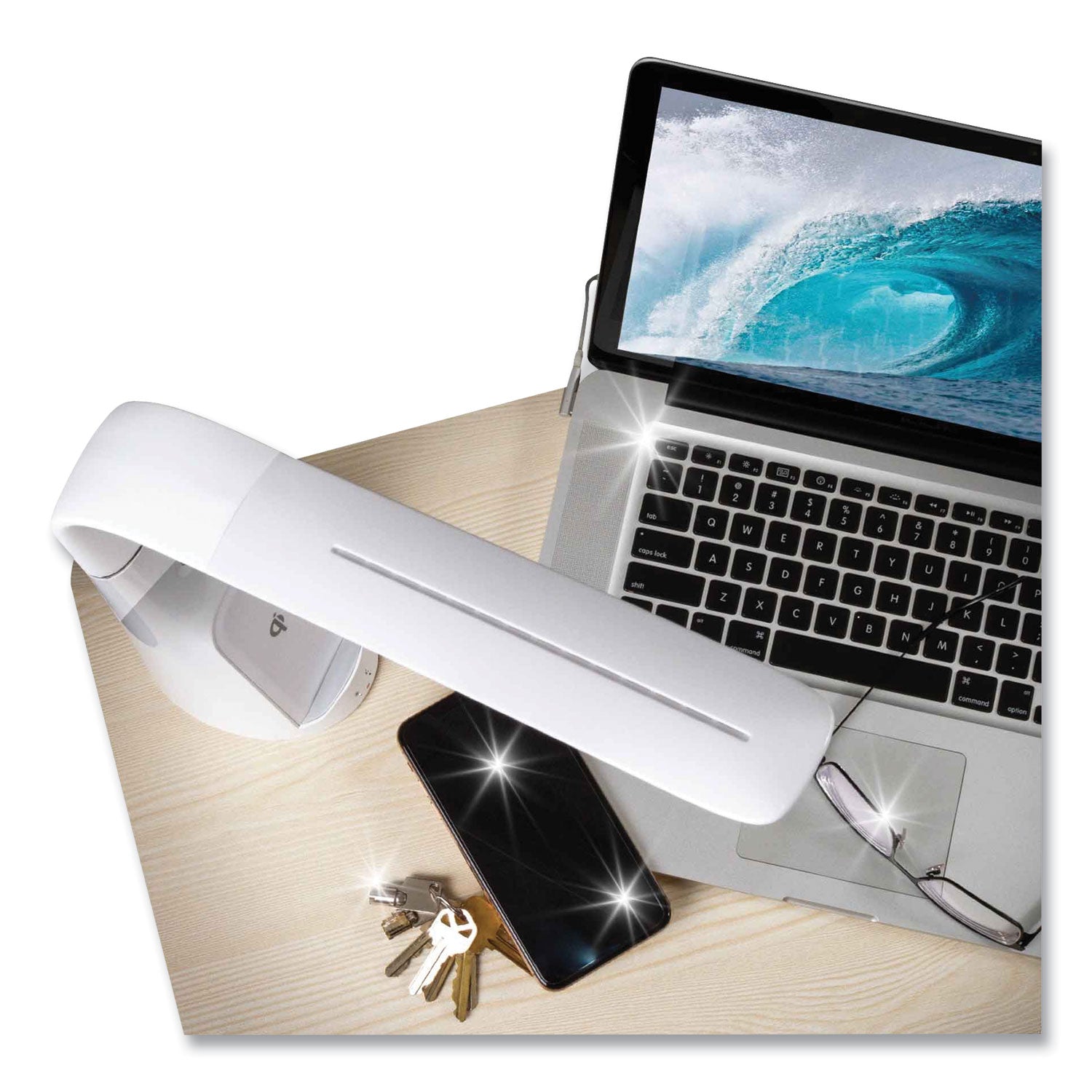 Wellness Series Sanitizing Purify LED Desk Lamp with Wireless Charging, 26" High, White, Ships in 4-6 Business Days