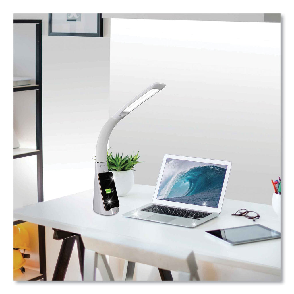 Wellness Series Sanitizing Purify LED Desk Lamp with Wireless Charging, 26" High, White, Ships in 4-6 Business Days