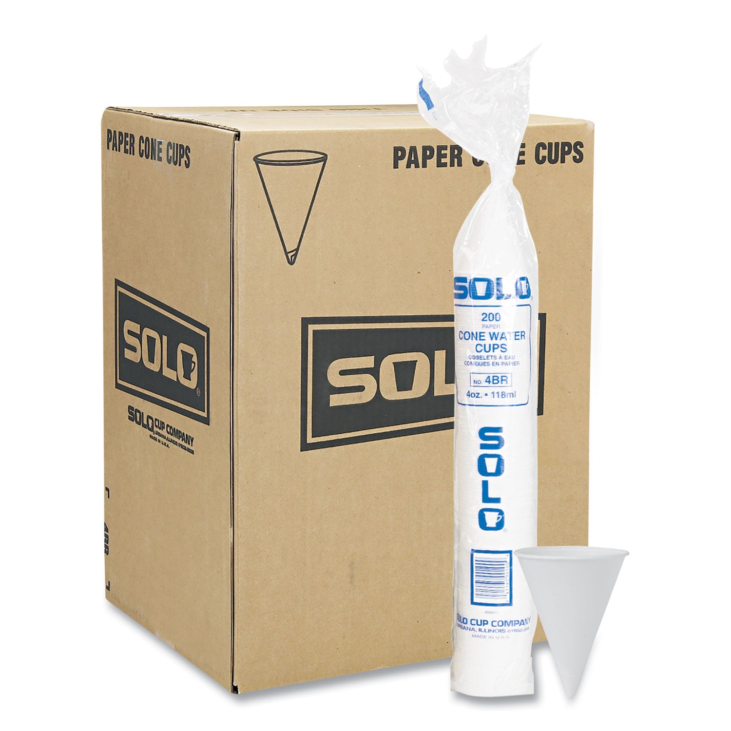 Cone Water Cups, ProPlanet Seal, Cold, Paper, 4 oz, White, 200/Bag, 25 Bags/Carton - 